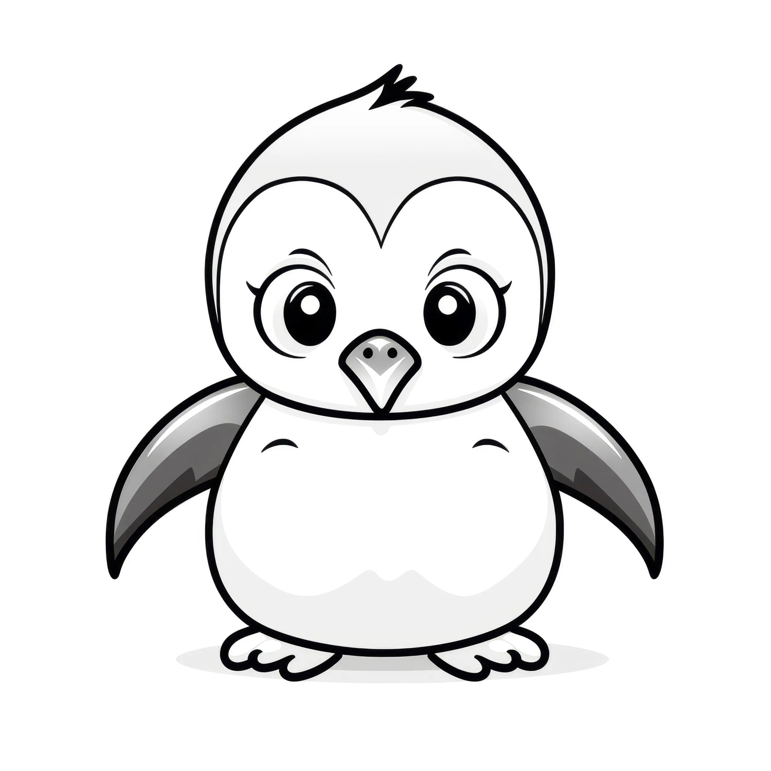 Flauschiger Pinguin: Einfache Malvorlage für Kinder (Gratis) (Ausmalbild)