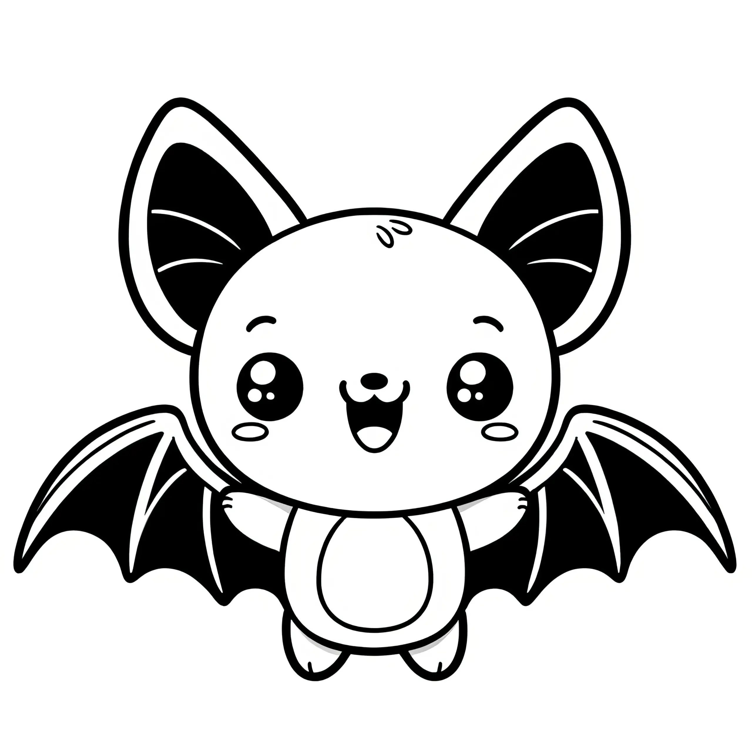 Fledermaus: Einfache Halloween Malvorlage für Kinder (Kostenlos) (Ausmalbild)