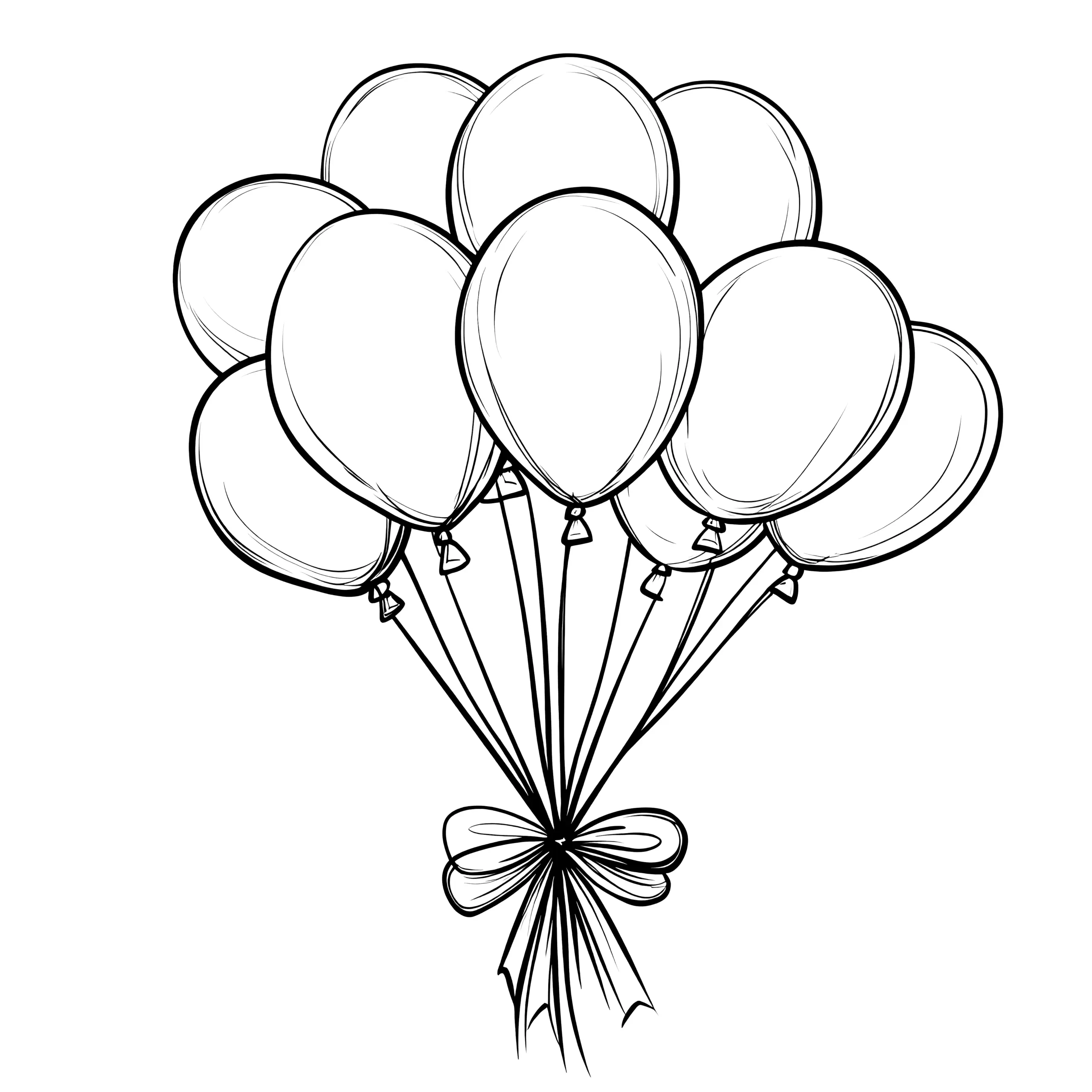 Fliegende Luftballons als Ausmalbild für Silvester