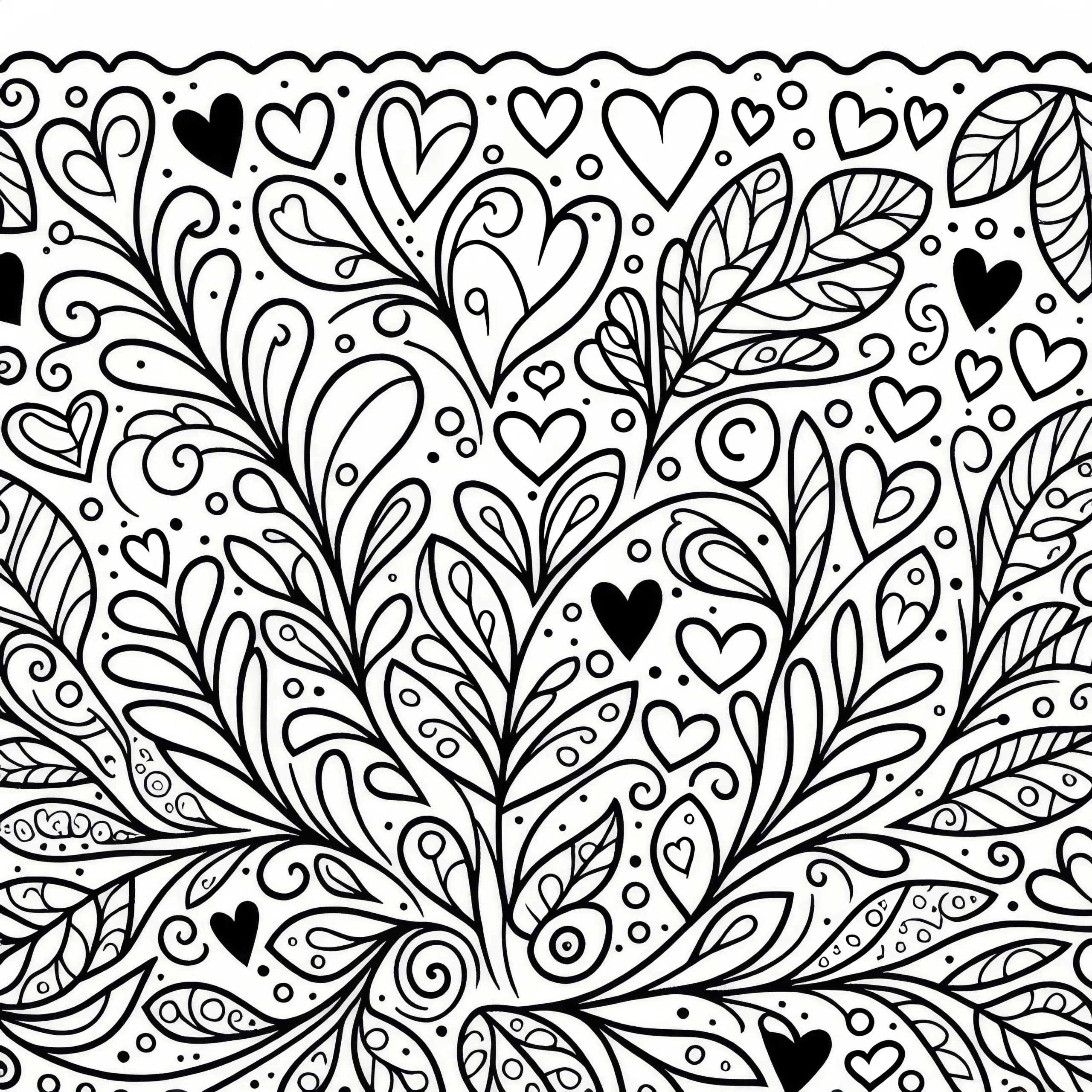 Florales Muster aus Herzen zum Valentinstag: Malvorlage zum Herunterladen (Kostenlos) (Ausmalbild)