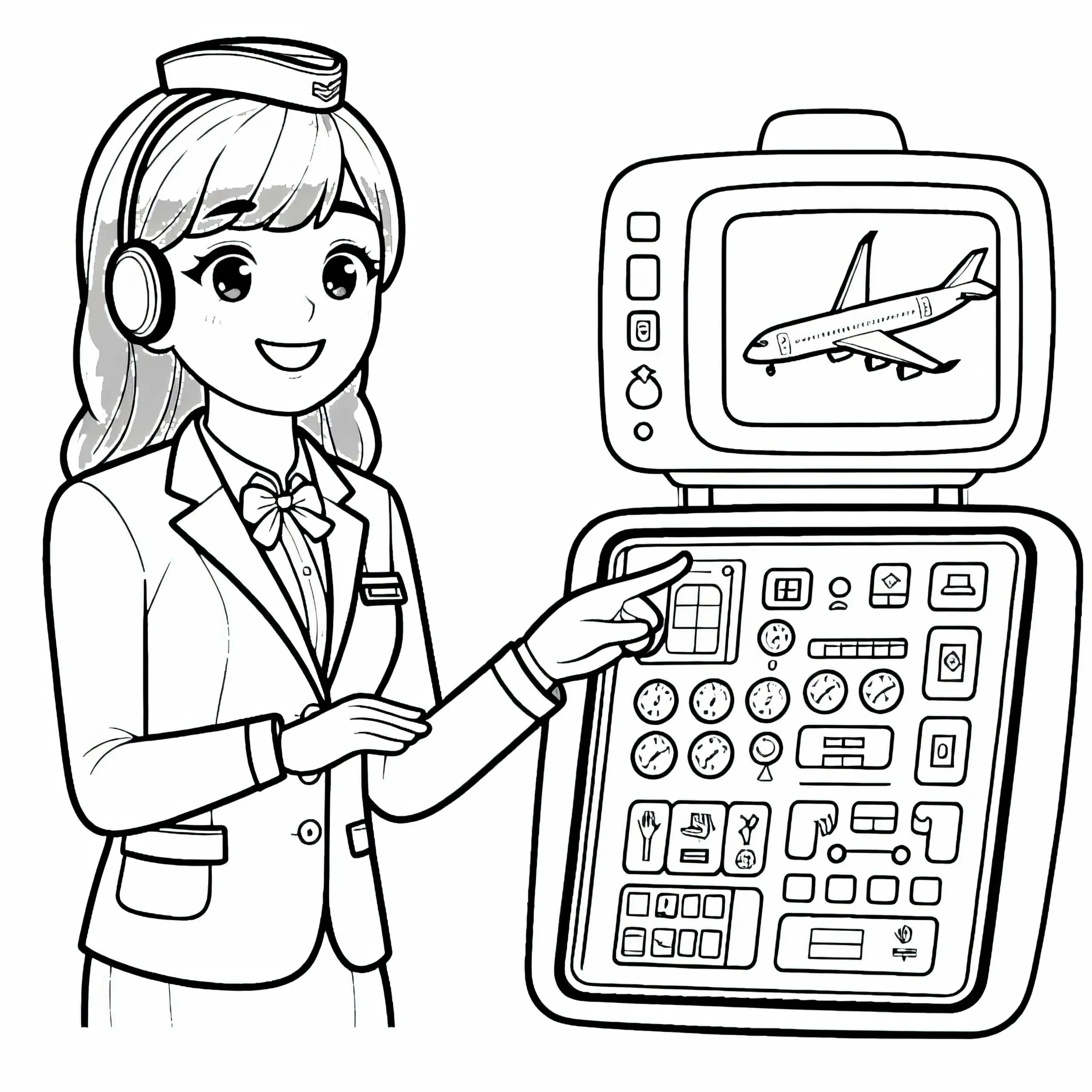 Flugbegleiterin Ausmalbild Kostenlos