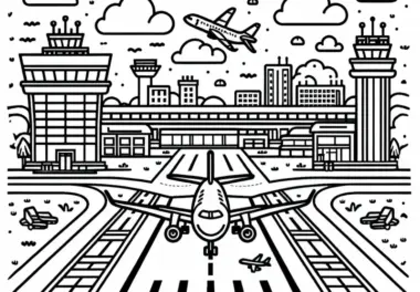 Flughafen Malvorlage Kostenlos Herunterladen und Ausmalen