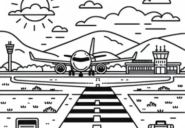 Flugzeug auf Flugplatz Malvorlage Kostenlos