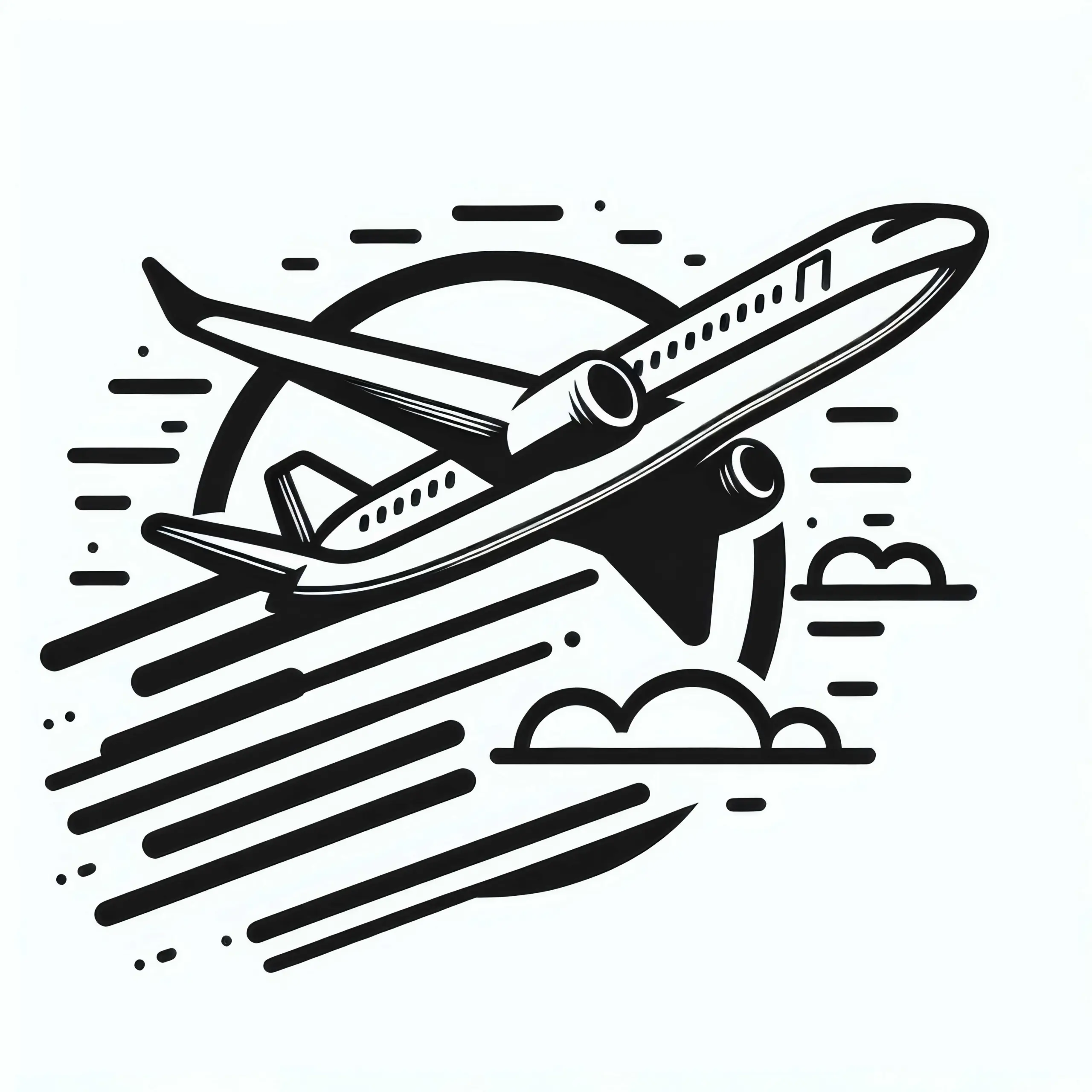 Flugzeug startet – Malvorlage gratis (Ausmalbild)