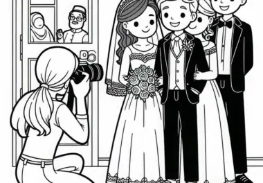 Fotografin bei Hochzeit Malvorlage Gratis
