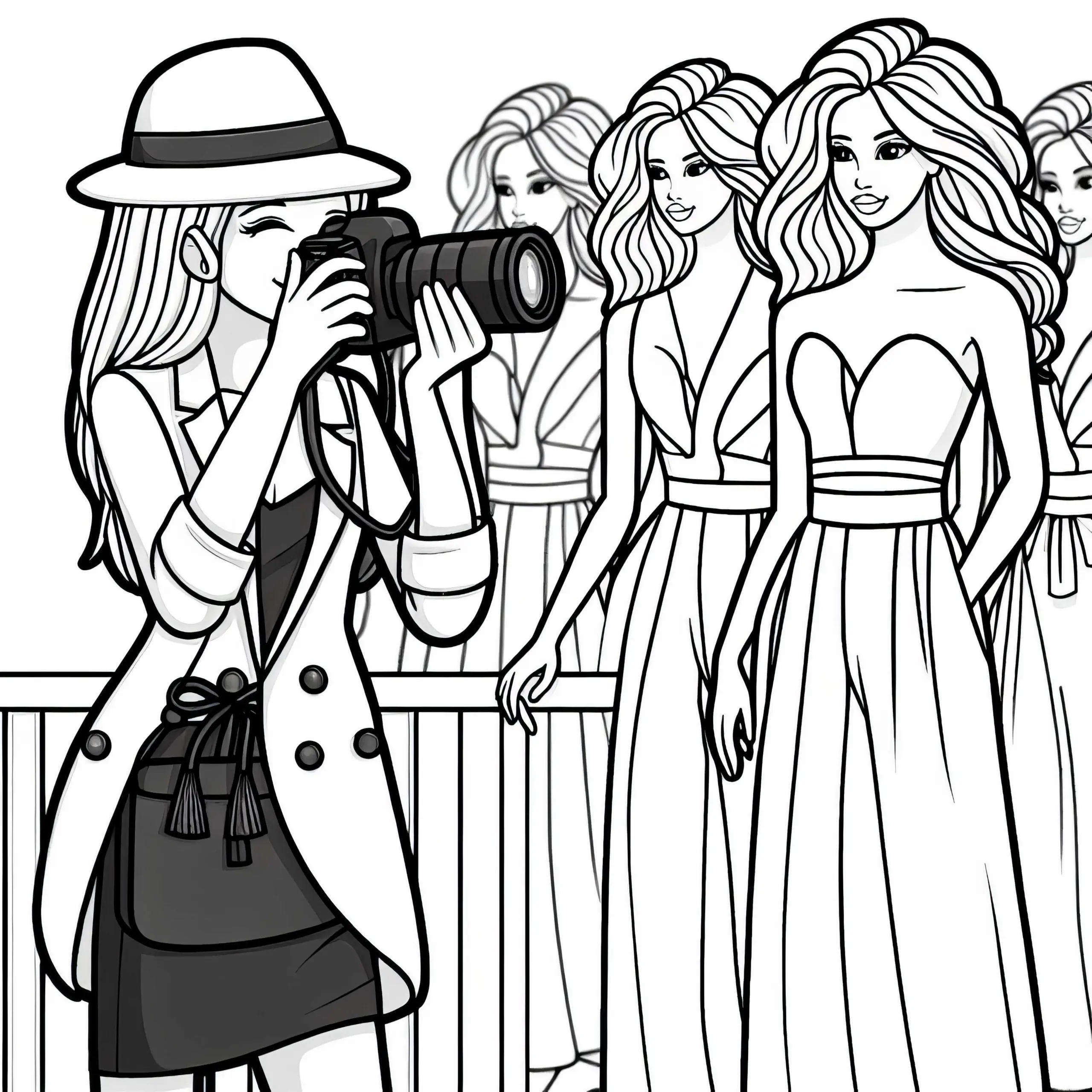 Fotografin bei Modenschau als Ausmalbild gratis