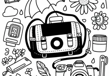 Fototasche eines Fotografen – Malvorlage einfach und gratis