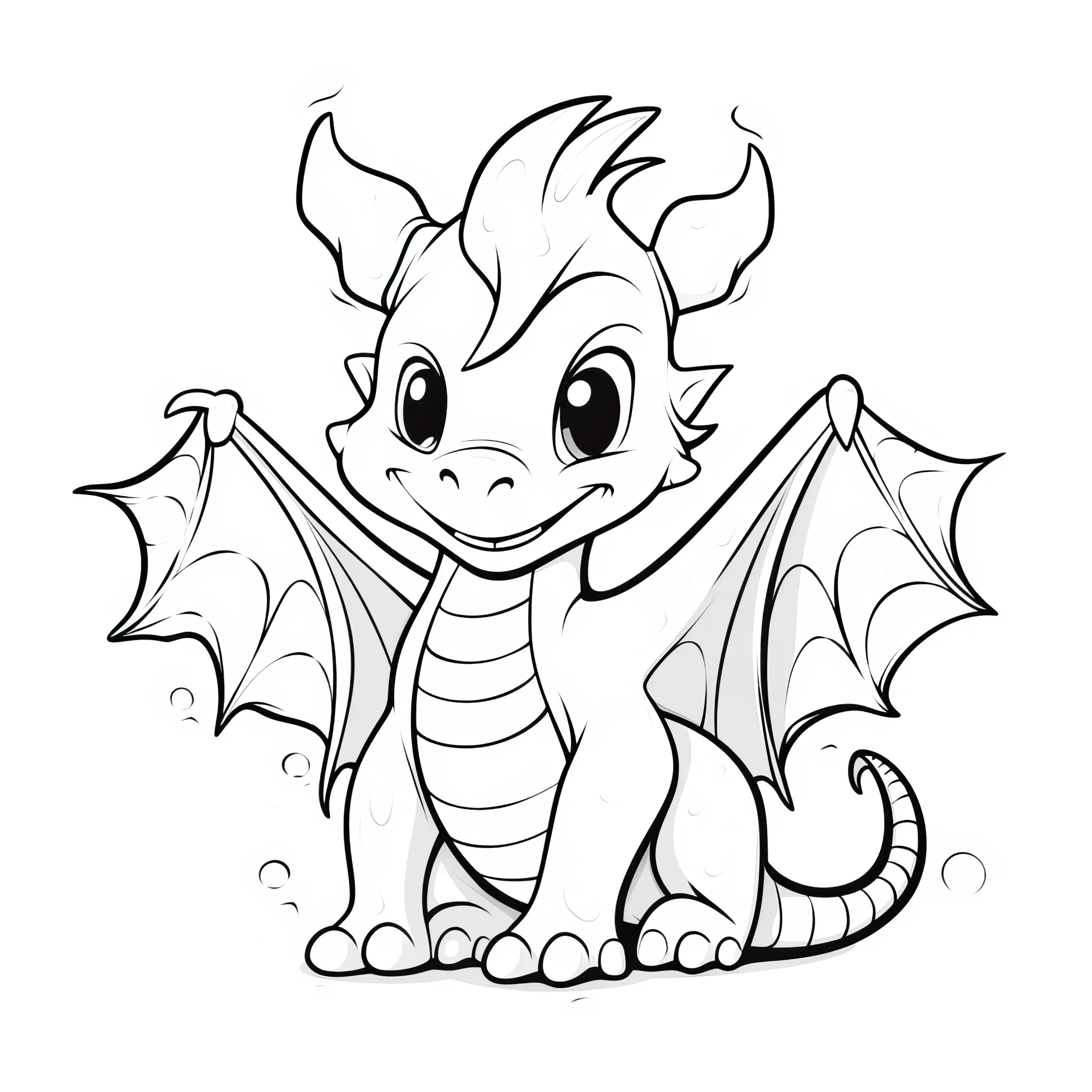 Frecher kleiner Drache: Bild zum Download (Gratis) (Ausmalbild)