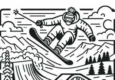 Freestyle-Skier Ausmalbild Einfach Gratis