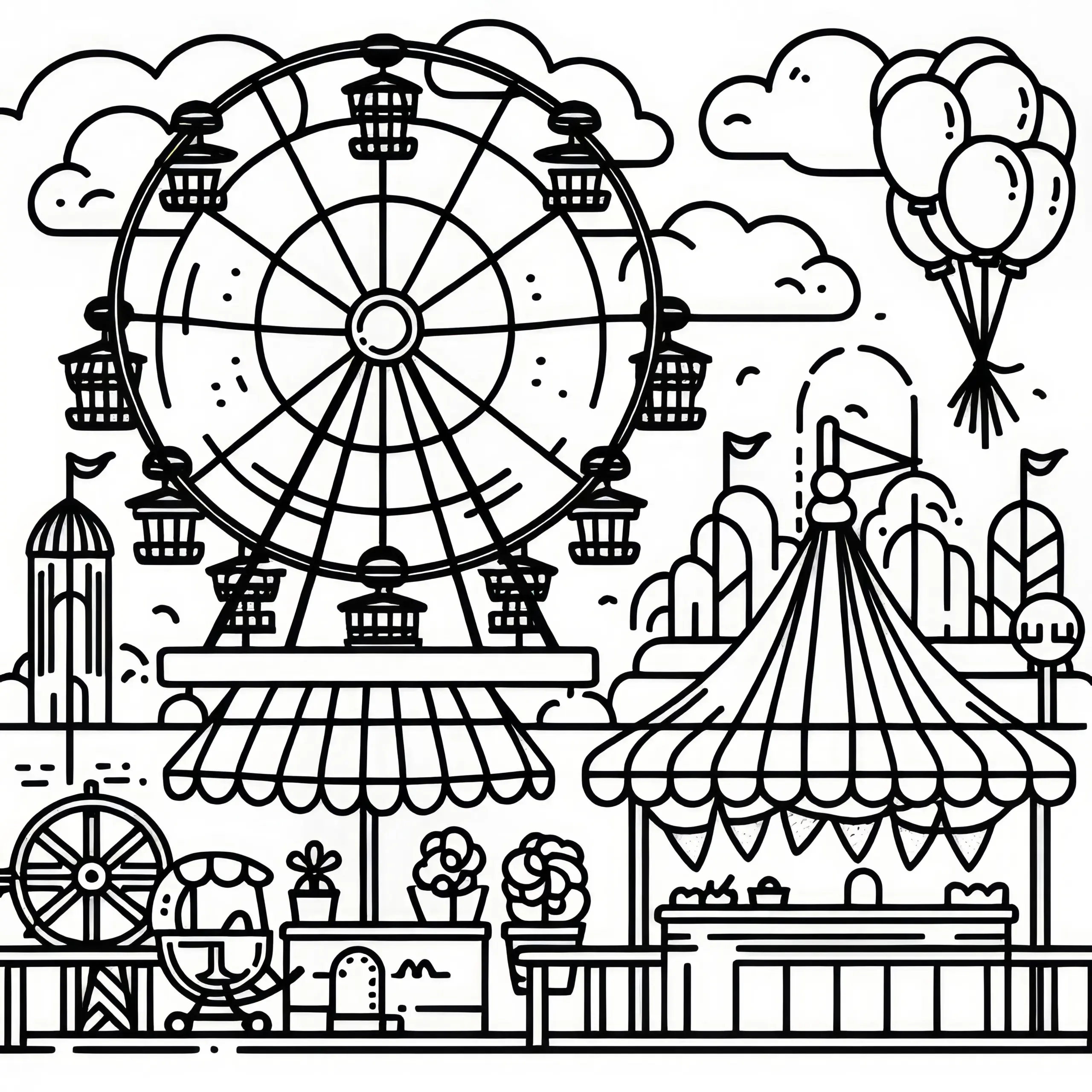 Freizeitpark mit Riesenrand: Ausmalbild zum Herunterladen (Gratis)