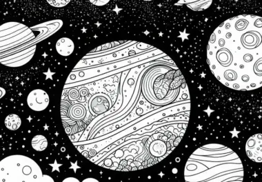 Auf einem fremden Planeten: Malvorlage zum Ausmalen