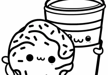 Freundlicher Donut Becher Kakao Ausmalbild Kawaii Kostenlos