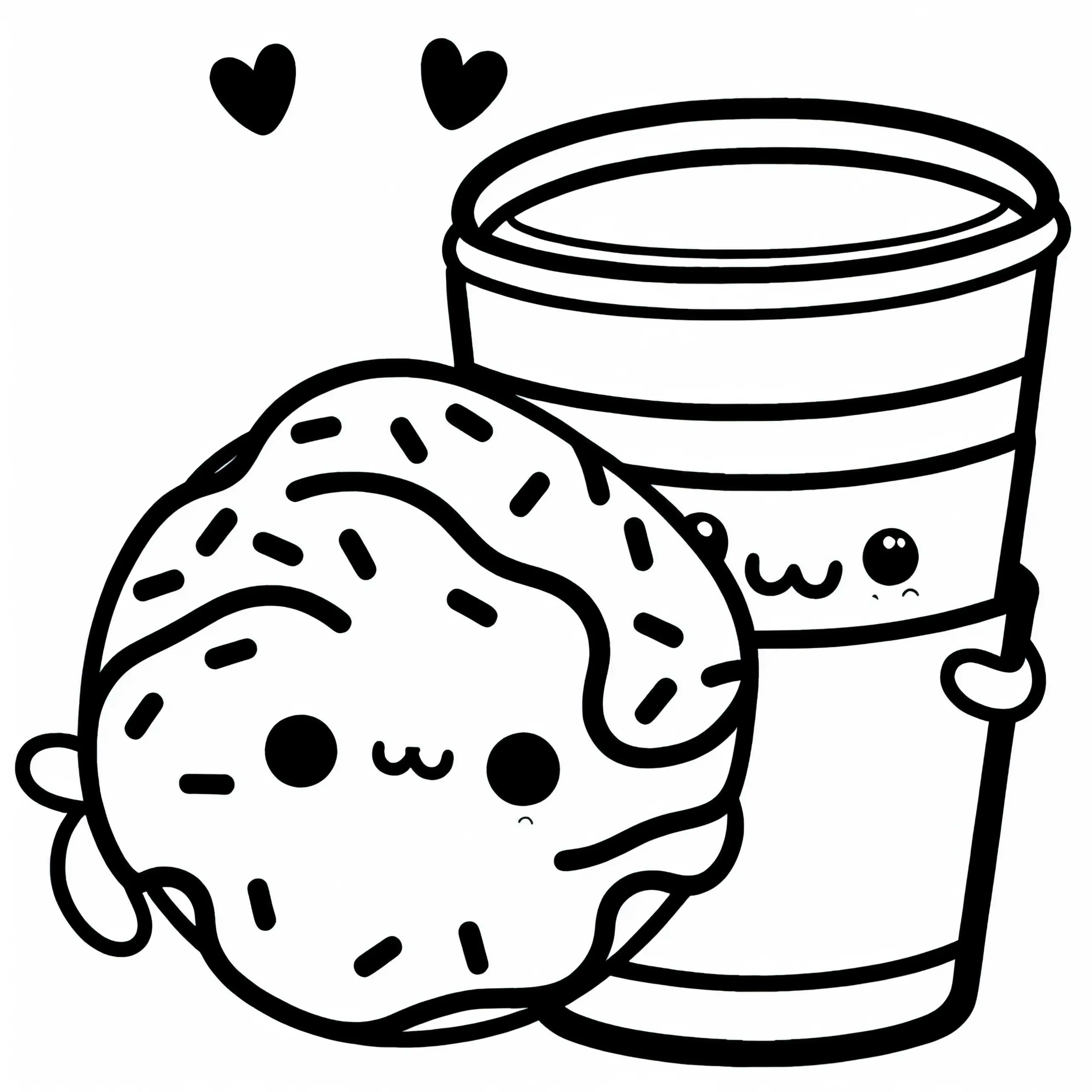 Freundlicher Donut Becher Kakao Ausmalbild Kawaii Kostenlos