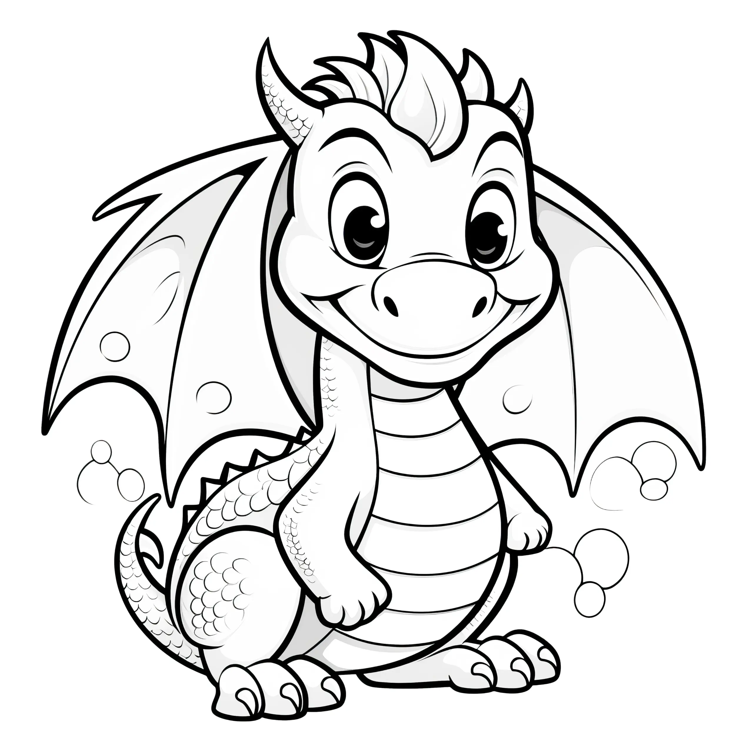 Freundlicher Drache: Einfaches Bild zum Ausmalen (Gratis) (Ausmalbild)