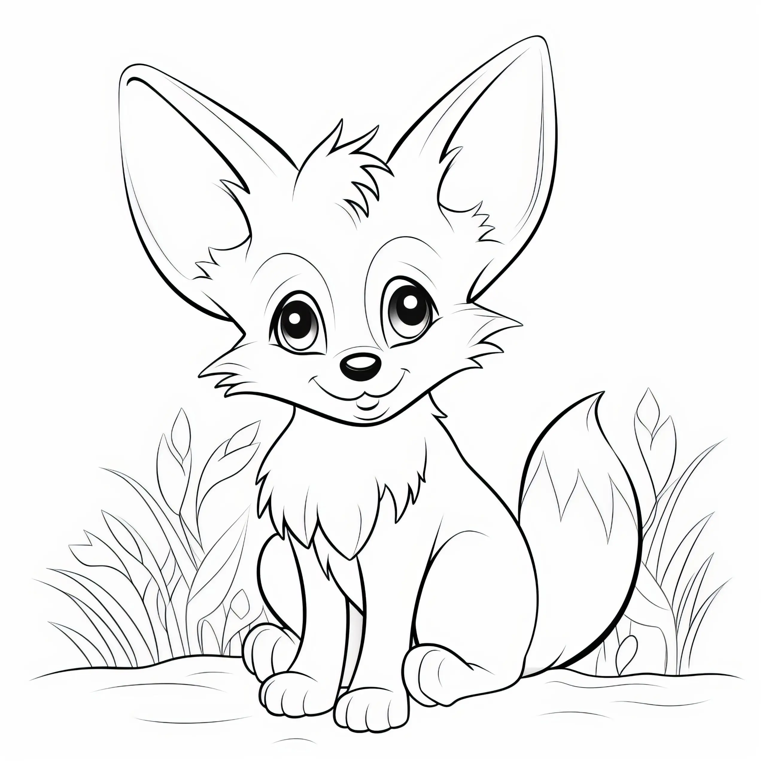 Freundlicher Fuchs: Einfaches Ausmalbild zum Herunterladen (Gratis)