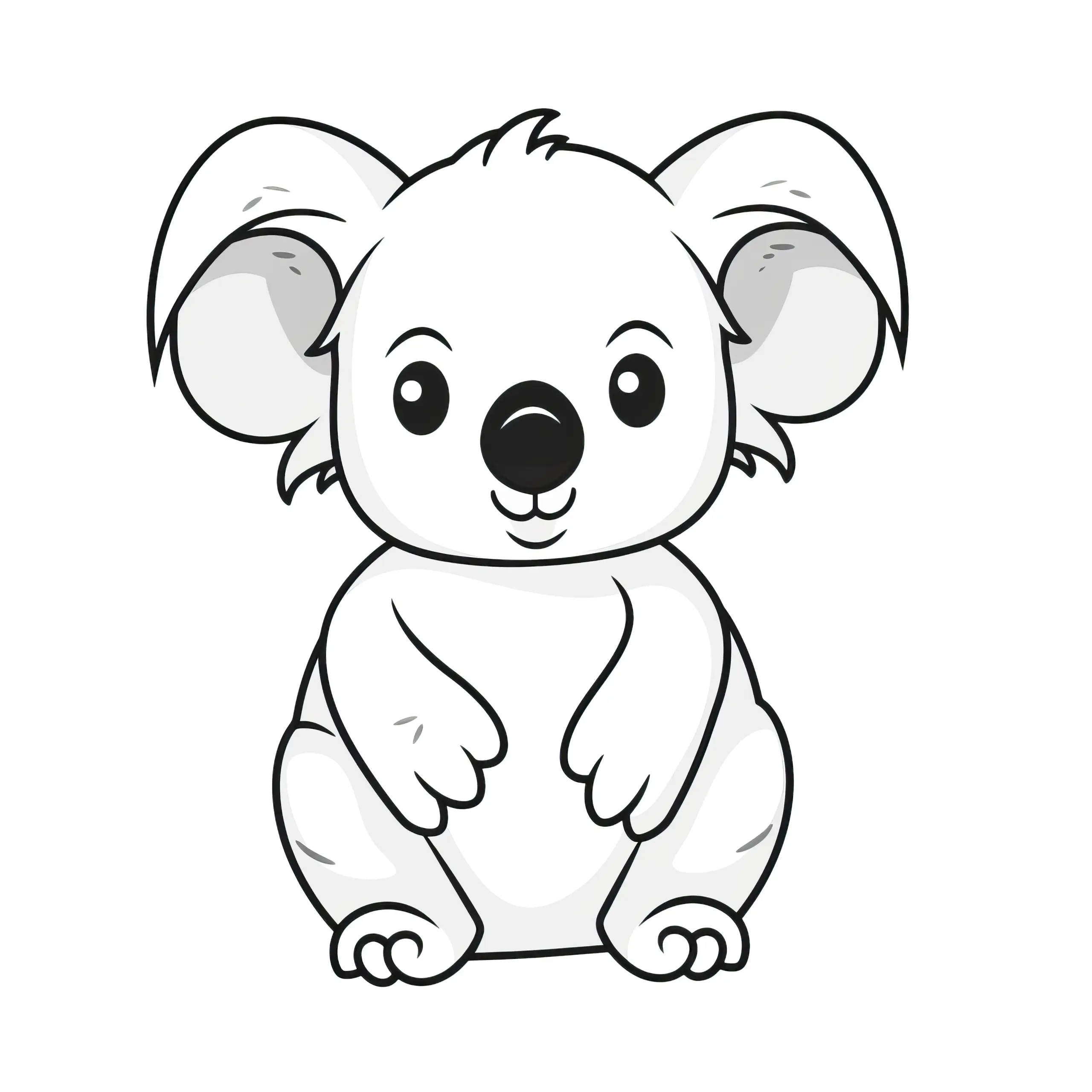 Freundlicher Koala: Einfaches Ausmalbild ohne Hintergrund (Kostenlos)