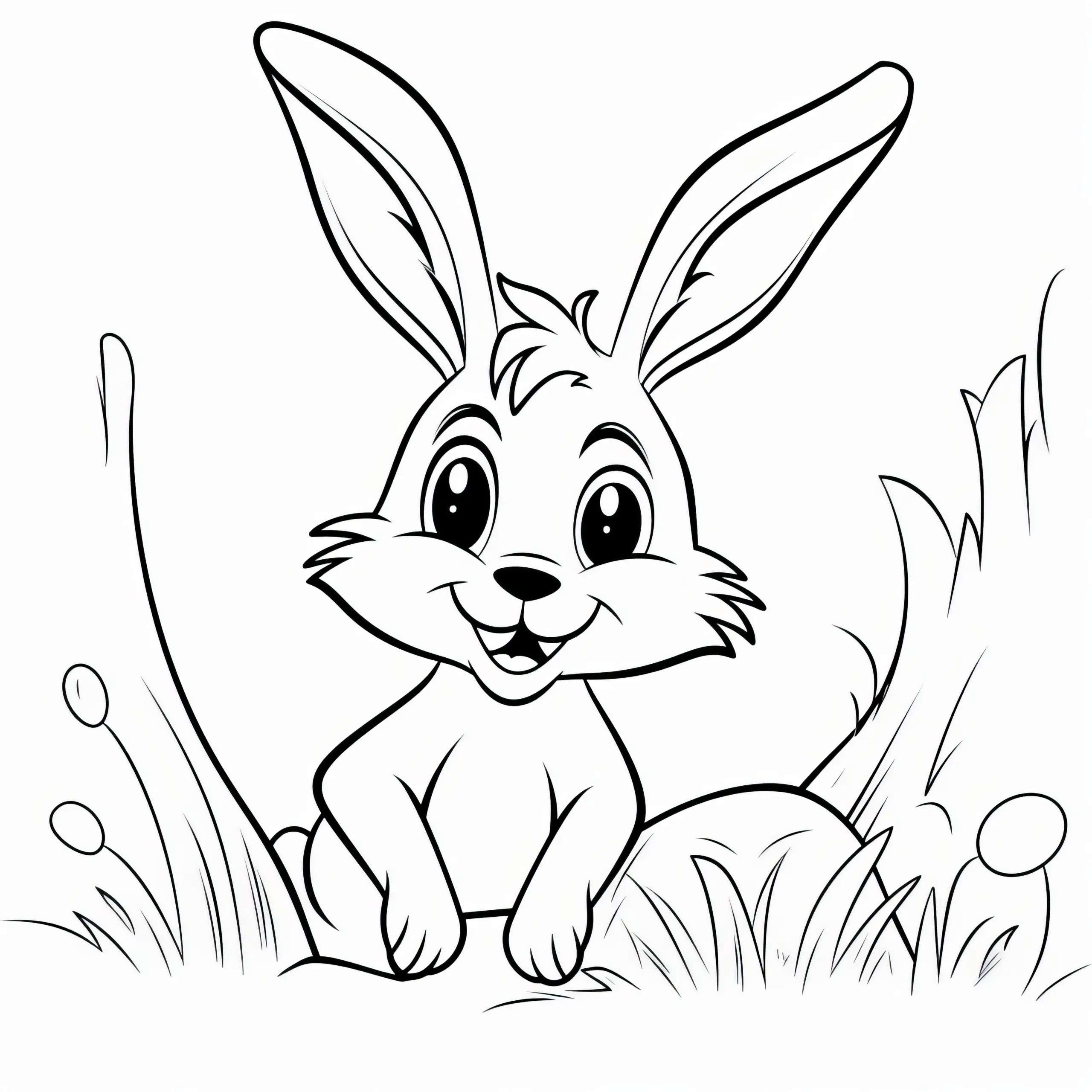 Freundlicher Osterhase: Einfache Malvorlage für Kinder (Kostenlos) (Ausmalbild)