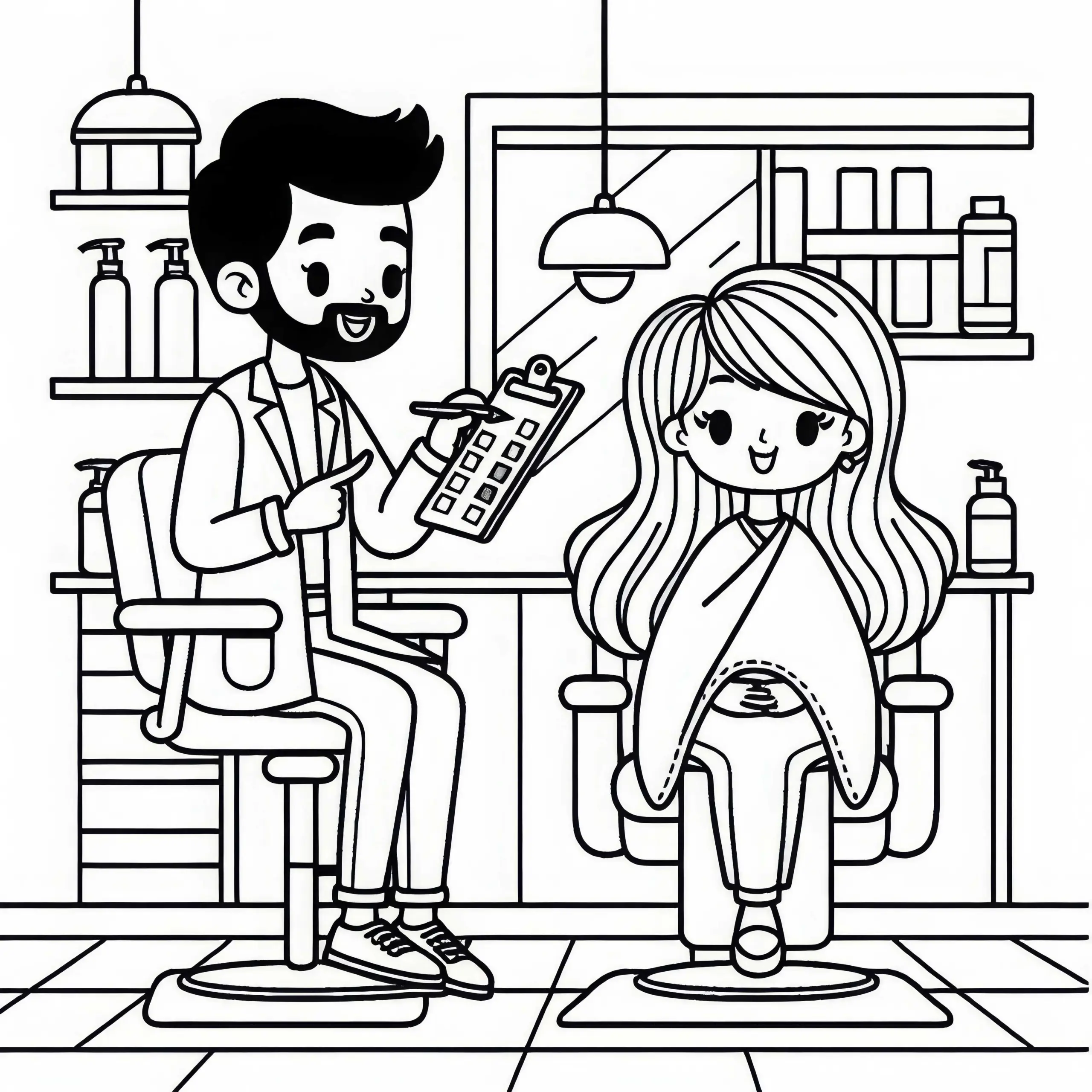 Kostenlose Friseur Malvorlage zum Ausmalen (Ausmalbild)