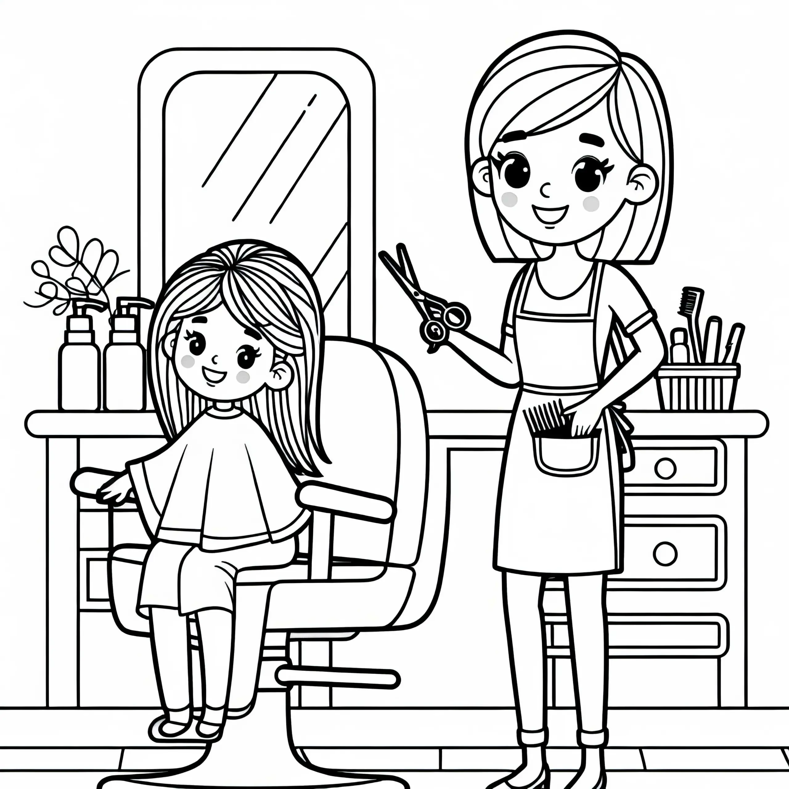 Friseurin Malvorlage Gratis Download (Ausmalbild)