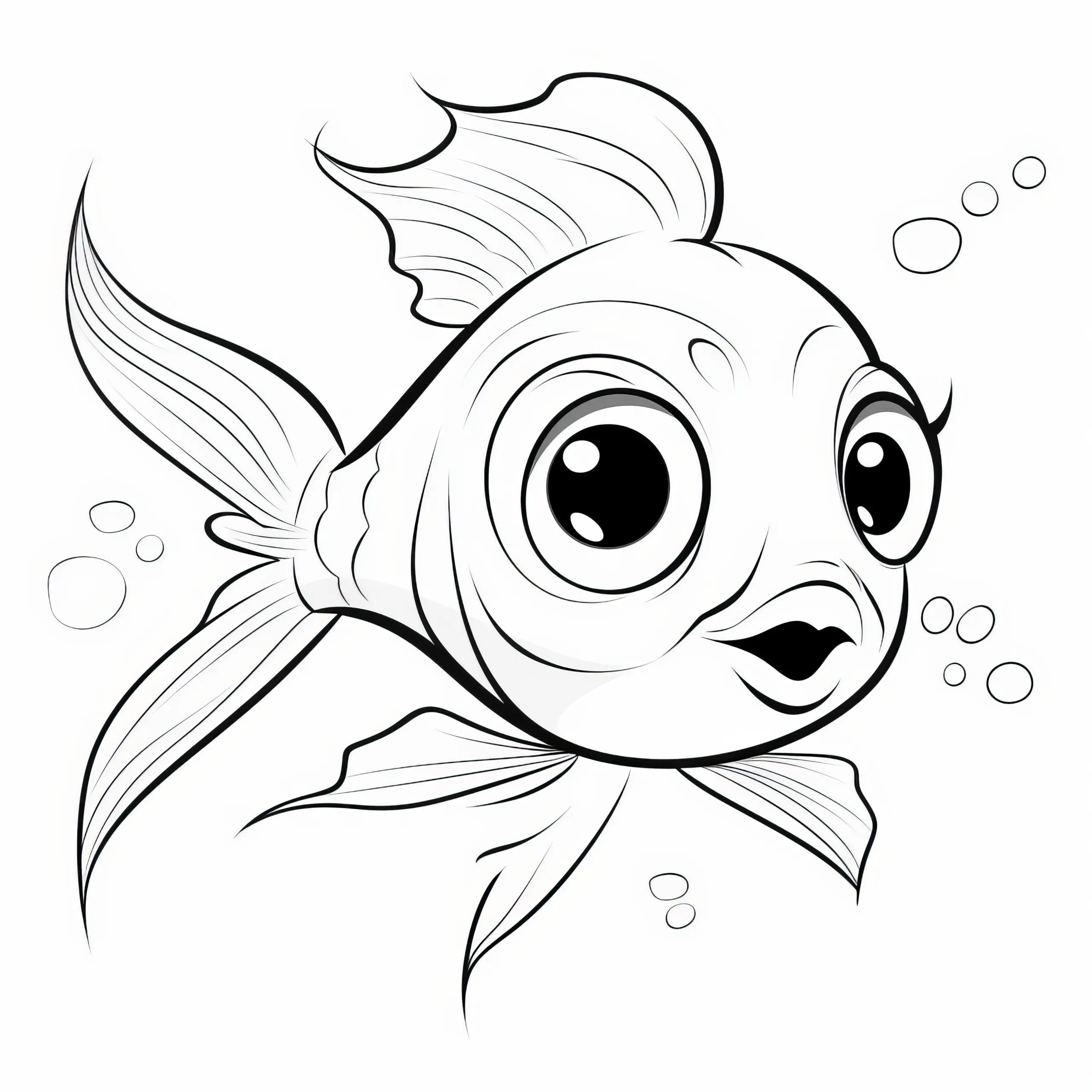 Fröhliche Fischdame: Einfaches Ausmalbild für Kinder (Kostenlos)