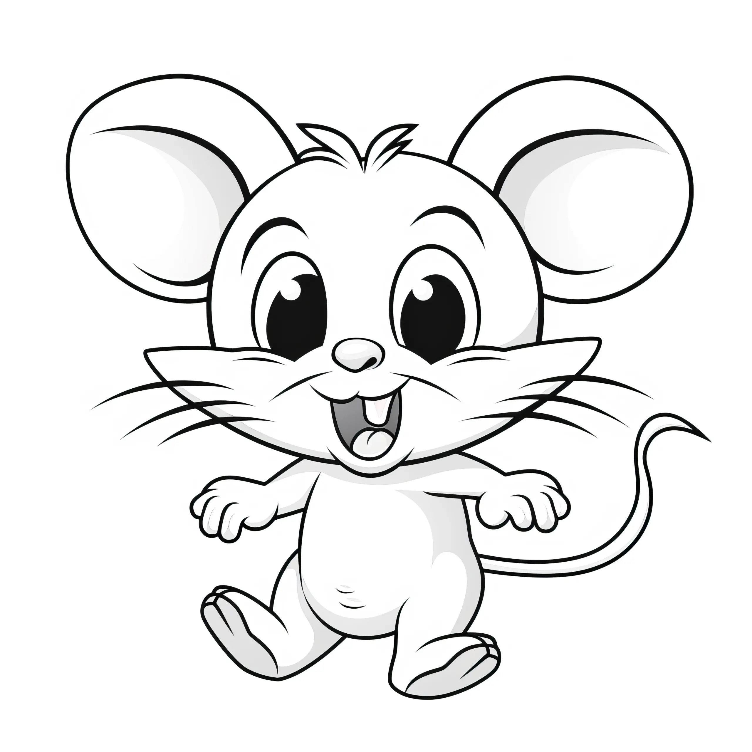 Fröhliche Maus als Ausmalbild: Kostenlos zum Download