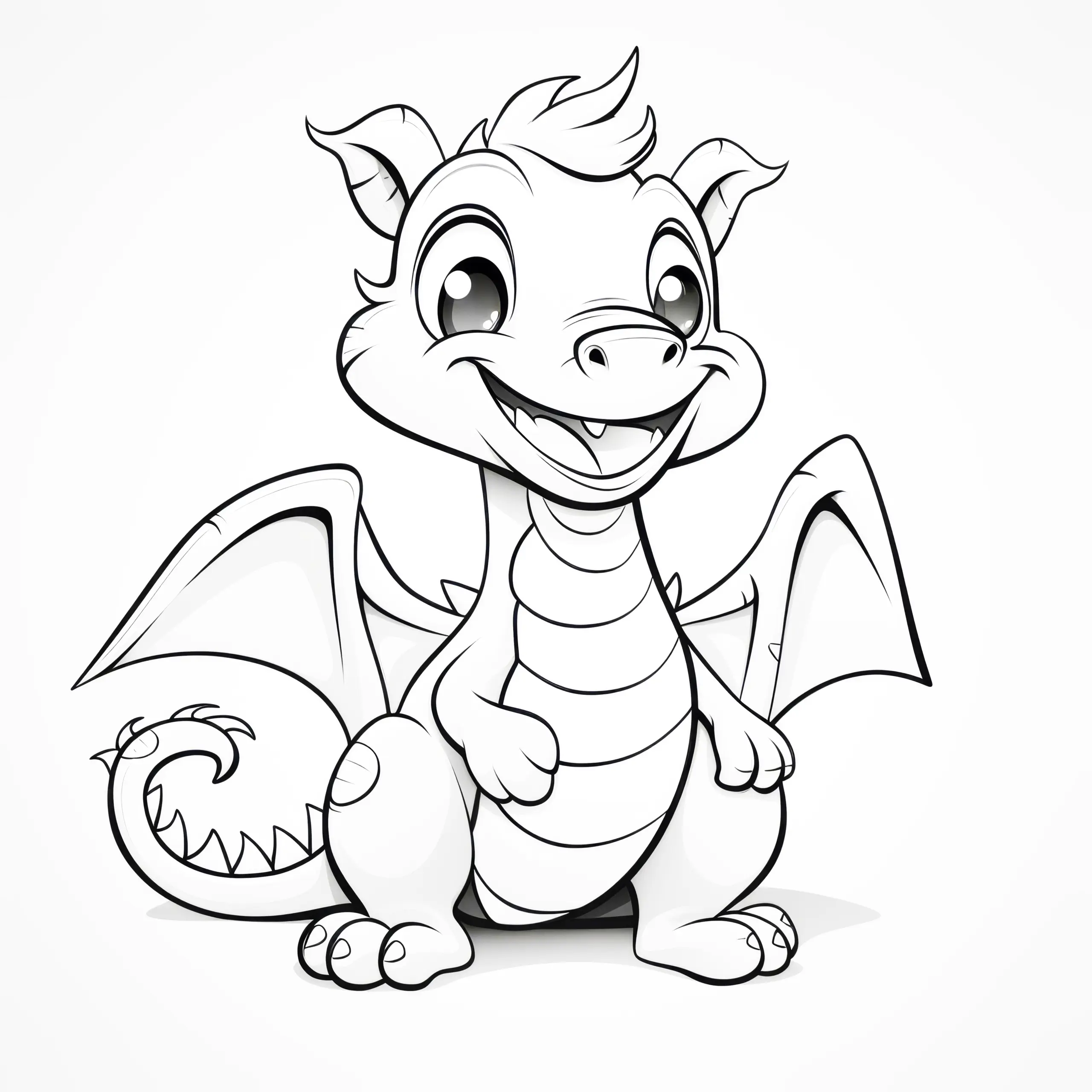 Fröhlicher Drache: Ausmalbild zum Download (Kostenlos)