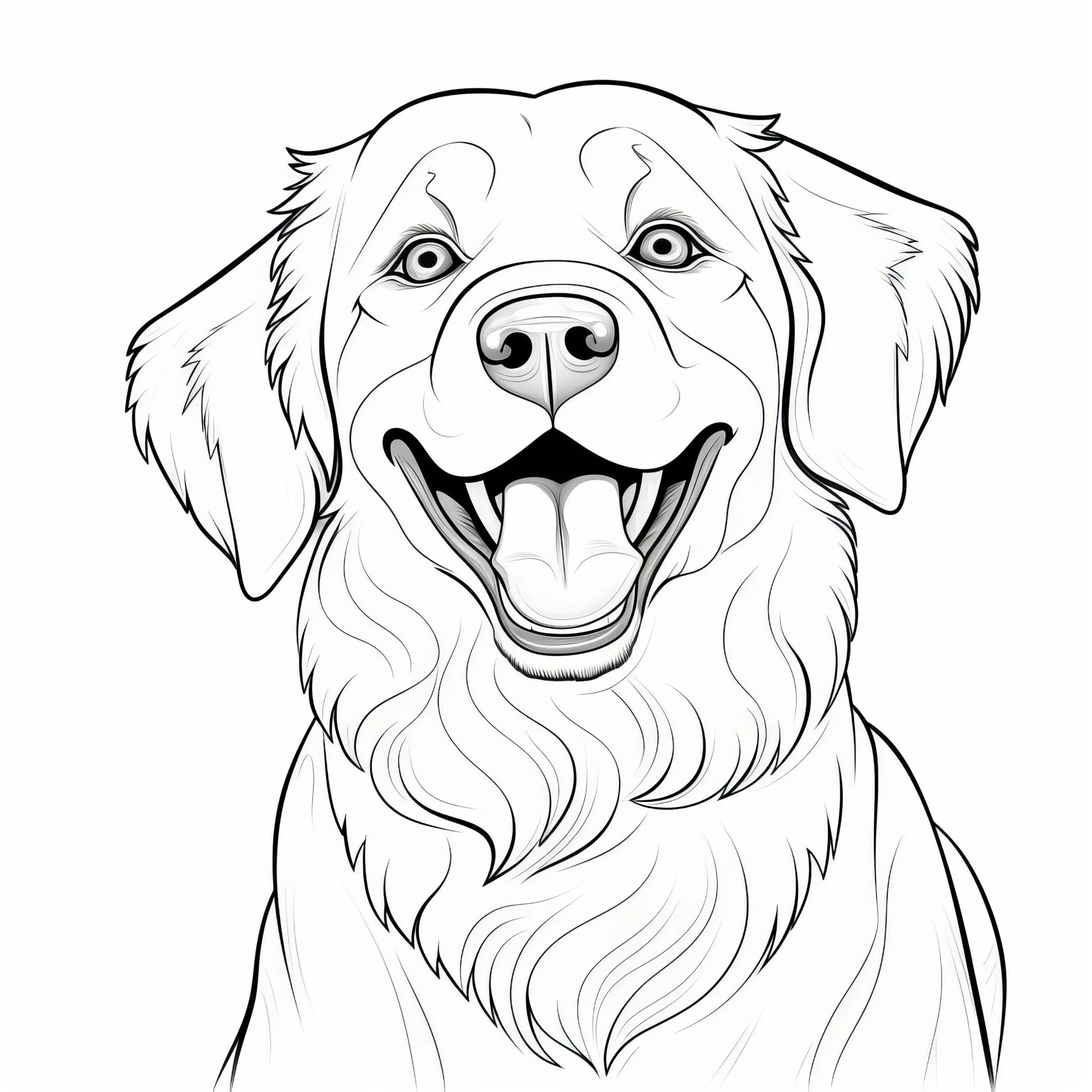 Fröhlicher Golden Retriever: Malvorlage kostenlos zum Herunterladen (Ausmalbild)
