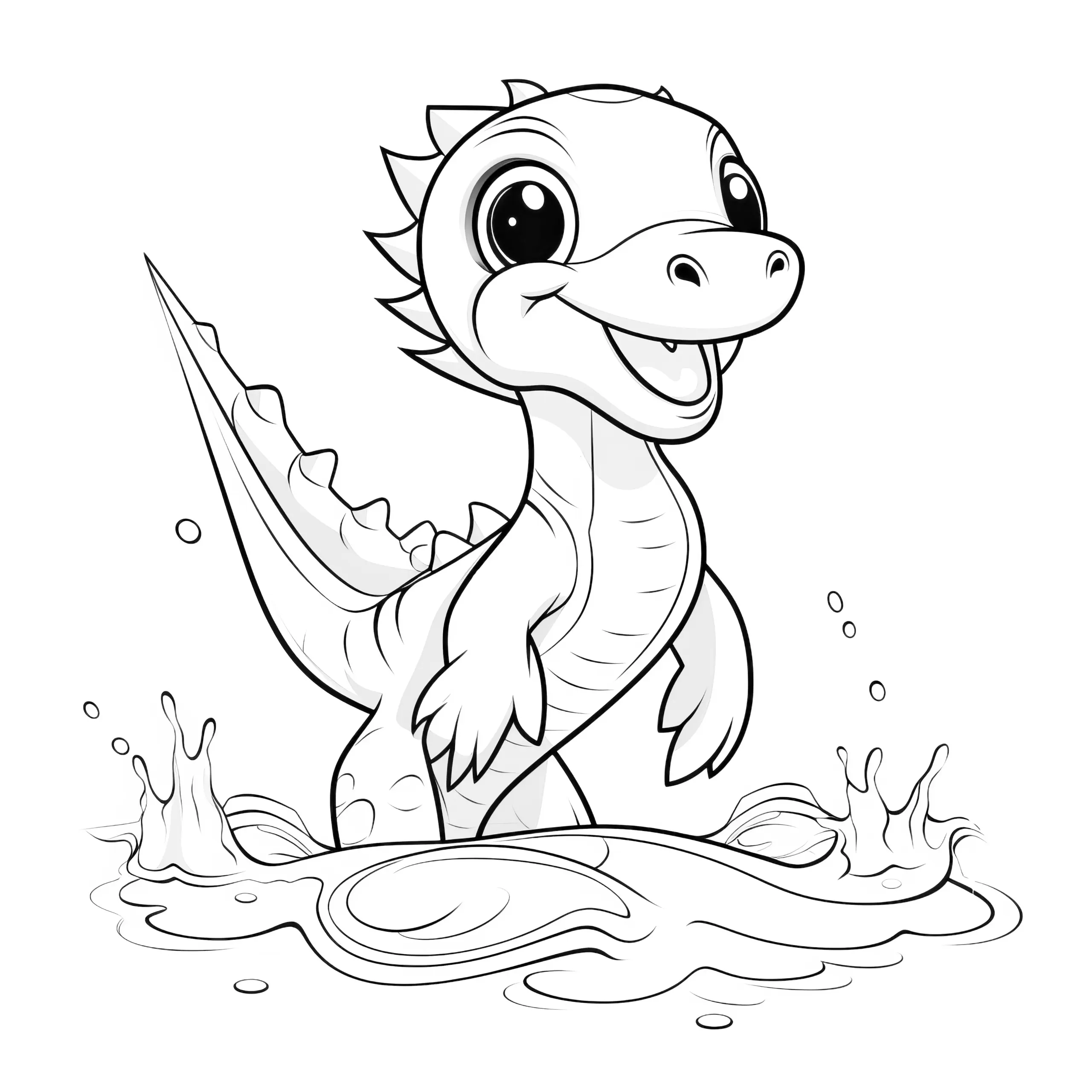 Velociraptor im Wasser (gratis Ausmalbild)