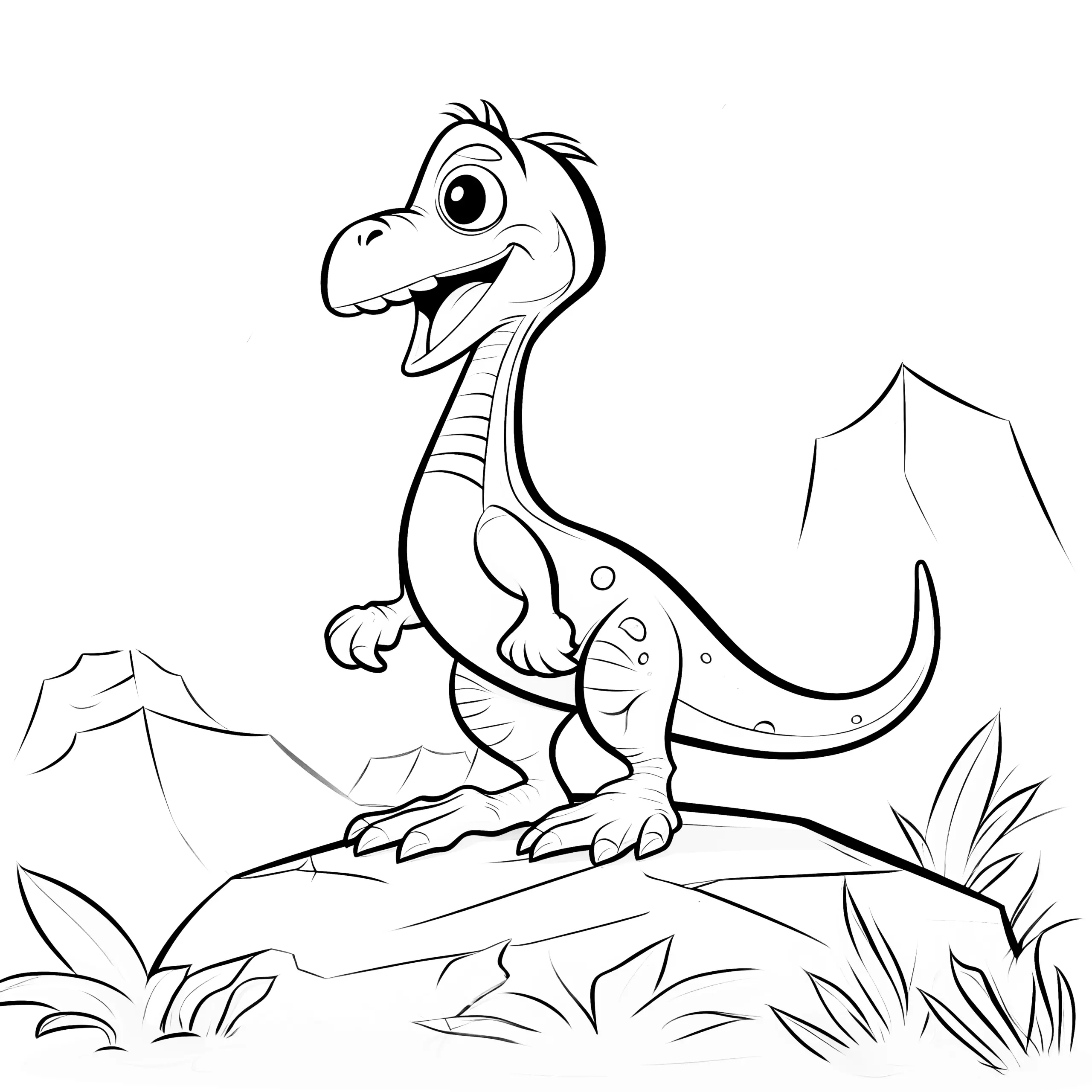 Velociraptor ausmalen in der Natur (Ausmalbild)