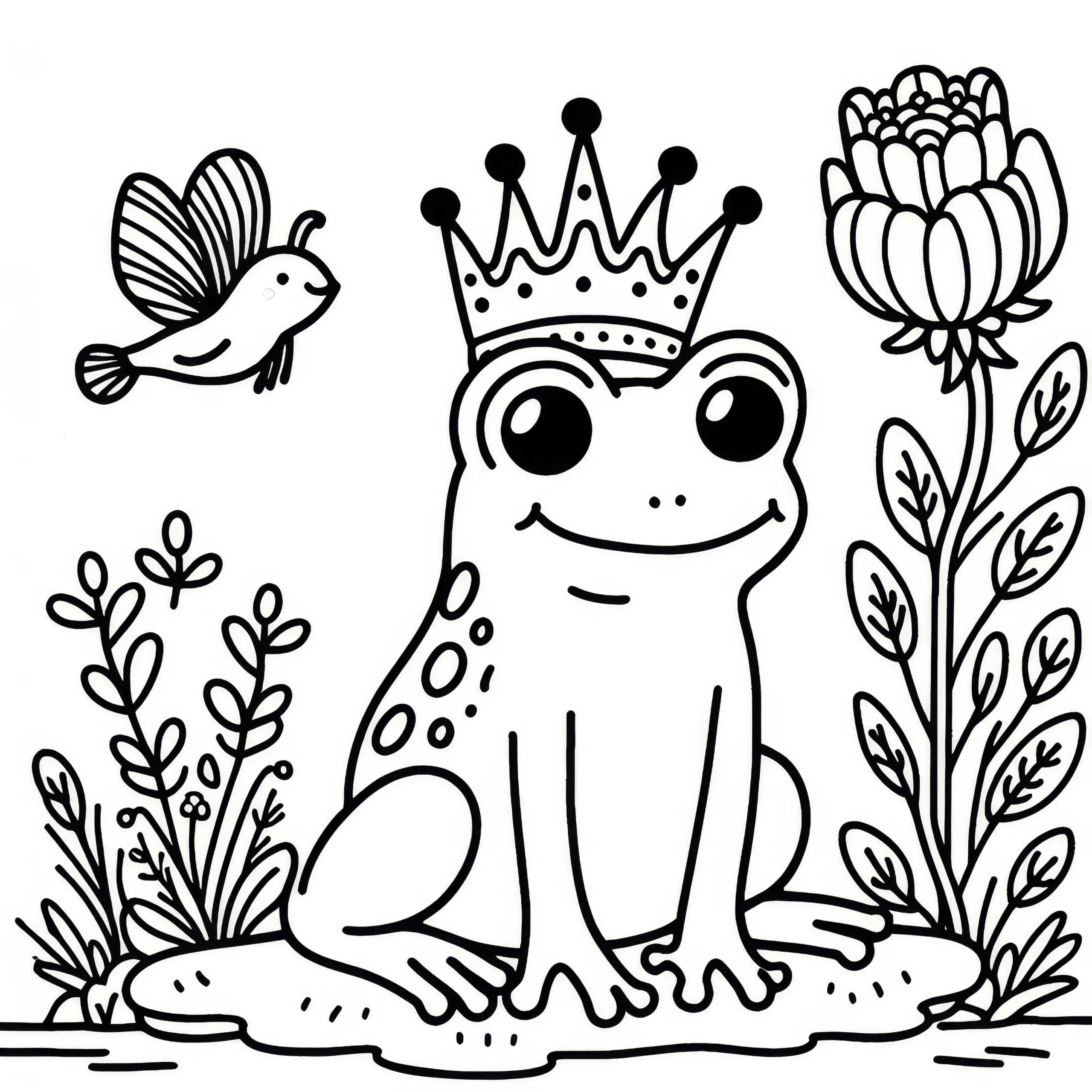 Frosch mit Krone: Ausmalbild zum Download (Gratis)