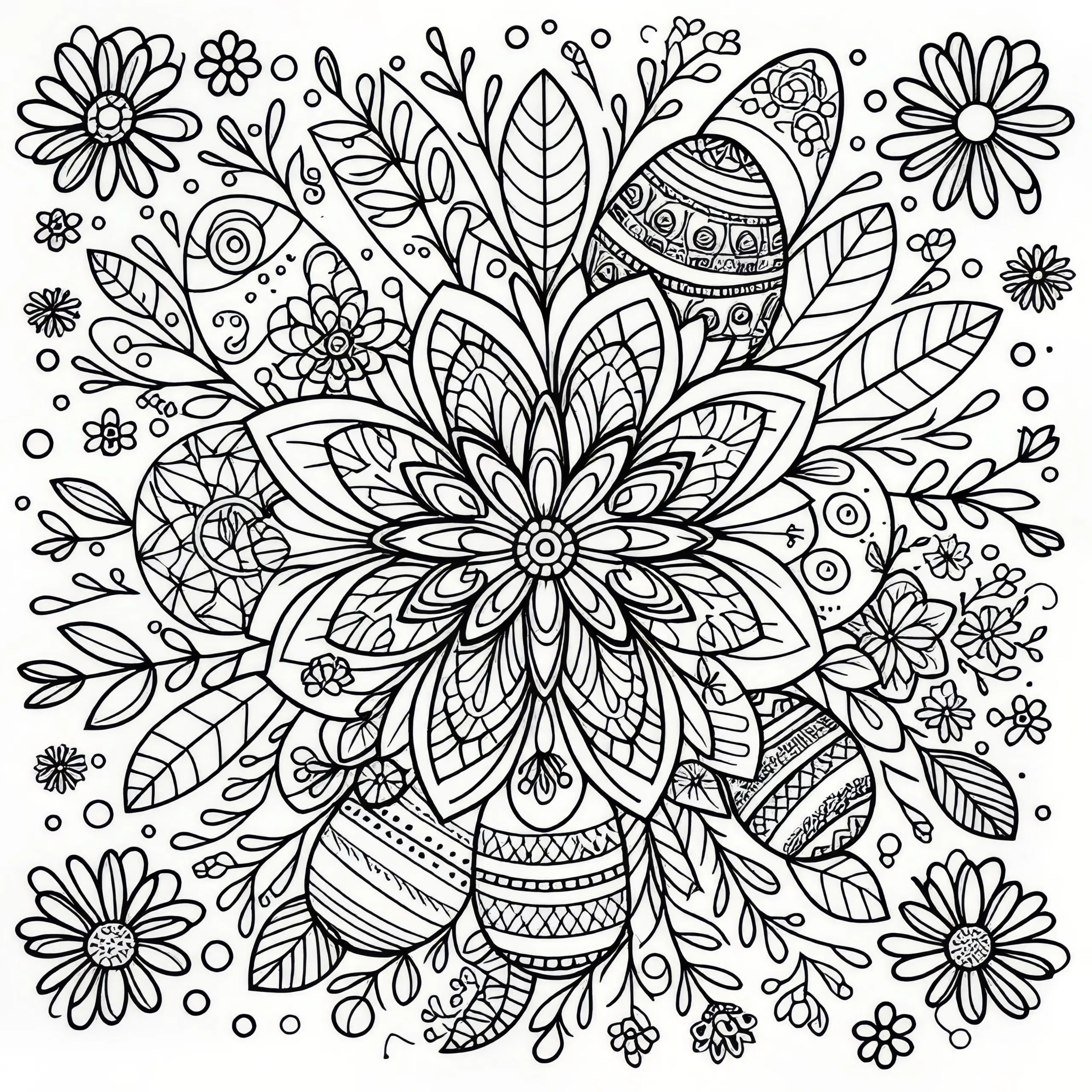 Frühling-Mandala für Erwachsene: gratis Ausmalbild