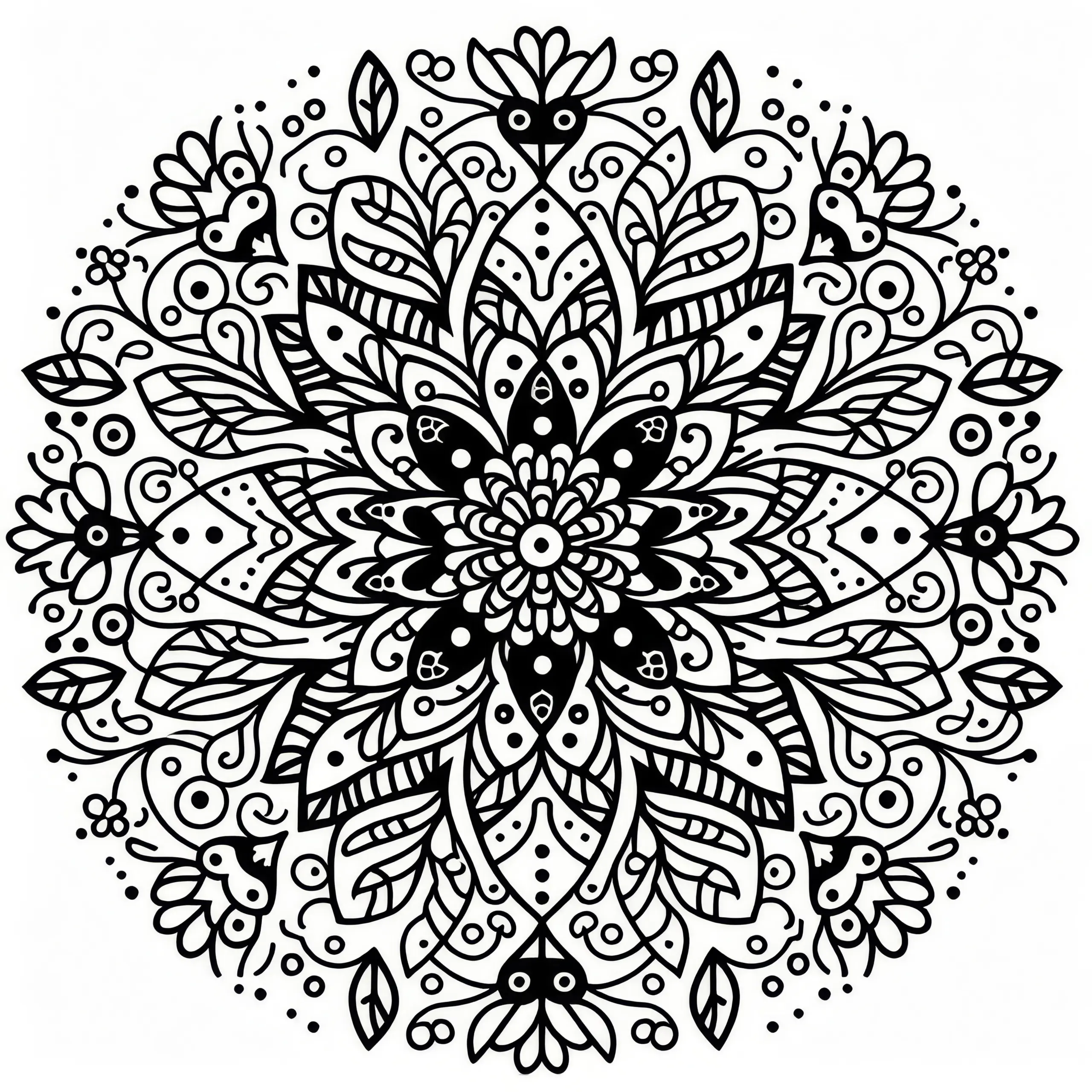 Frühling-Mandala für die Grundschule: kostenlose Malvorlage (Ausmalbild)