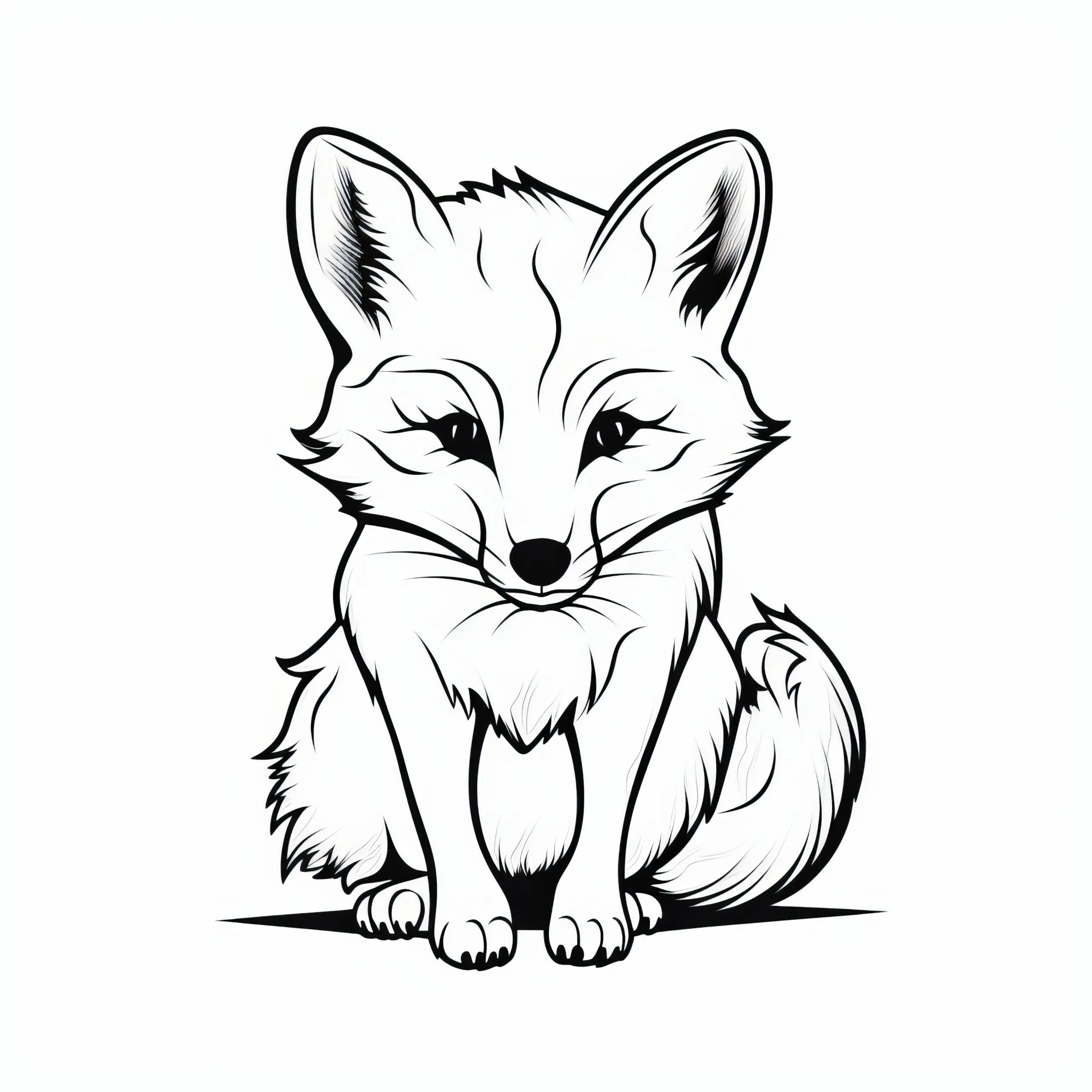 Fuchs mit fokussiertem Blick: Einfache Malvorlage ohne Hintergrund (Gratis) (Ausmalbild)