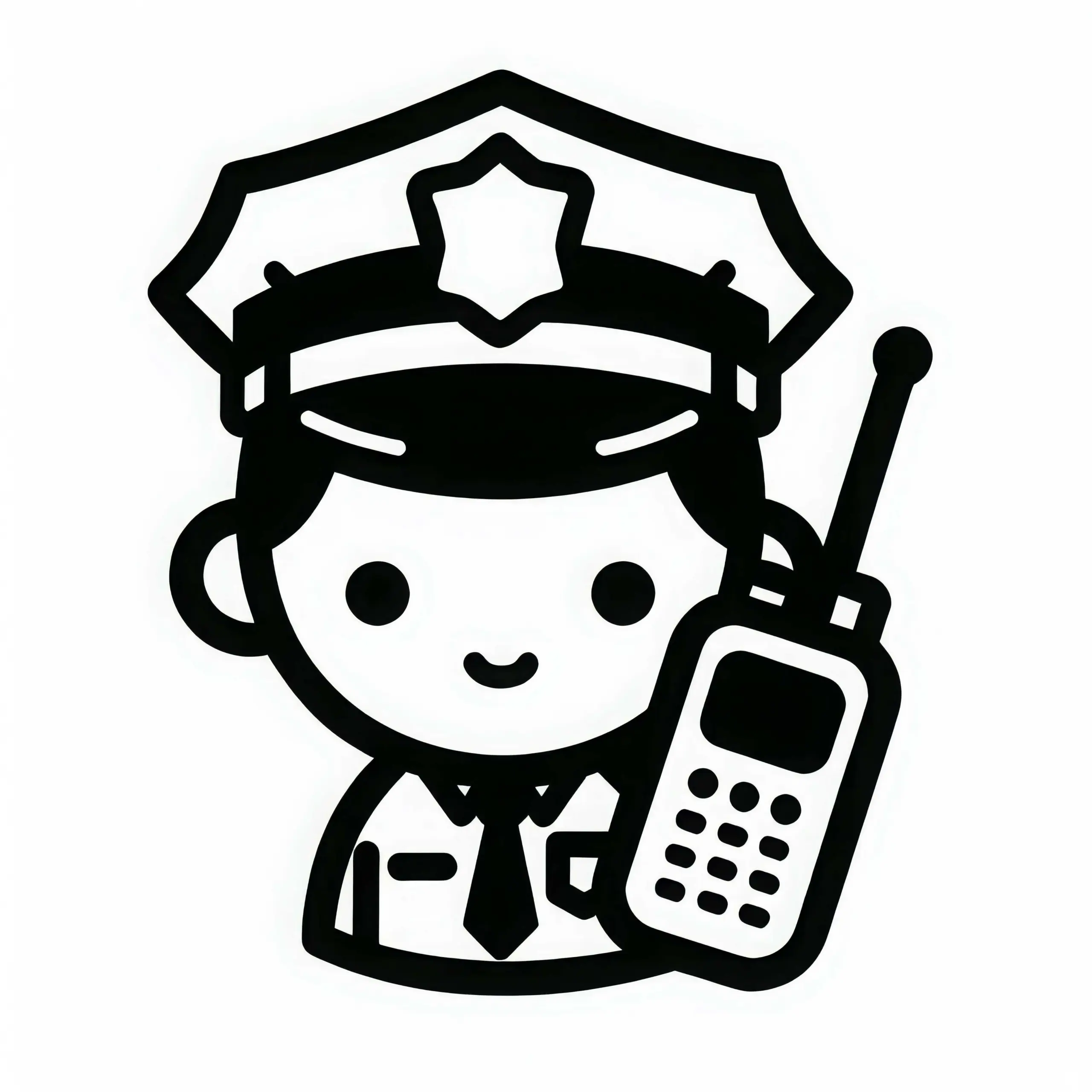 Funkgerät von Polizisten als Malvorlage – Einfach und Kostenlos (Ausmalbild)