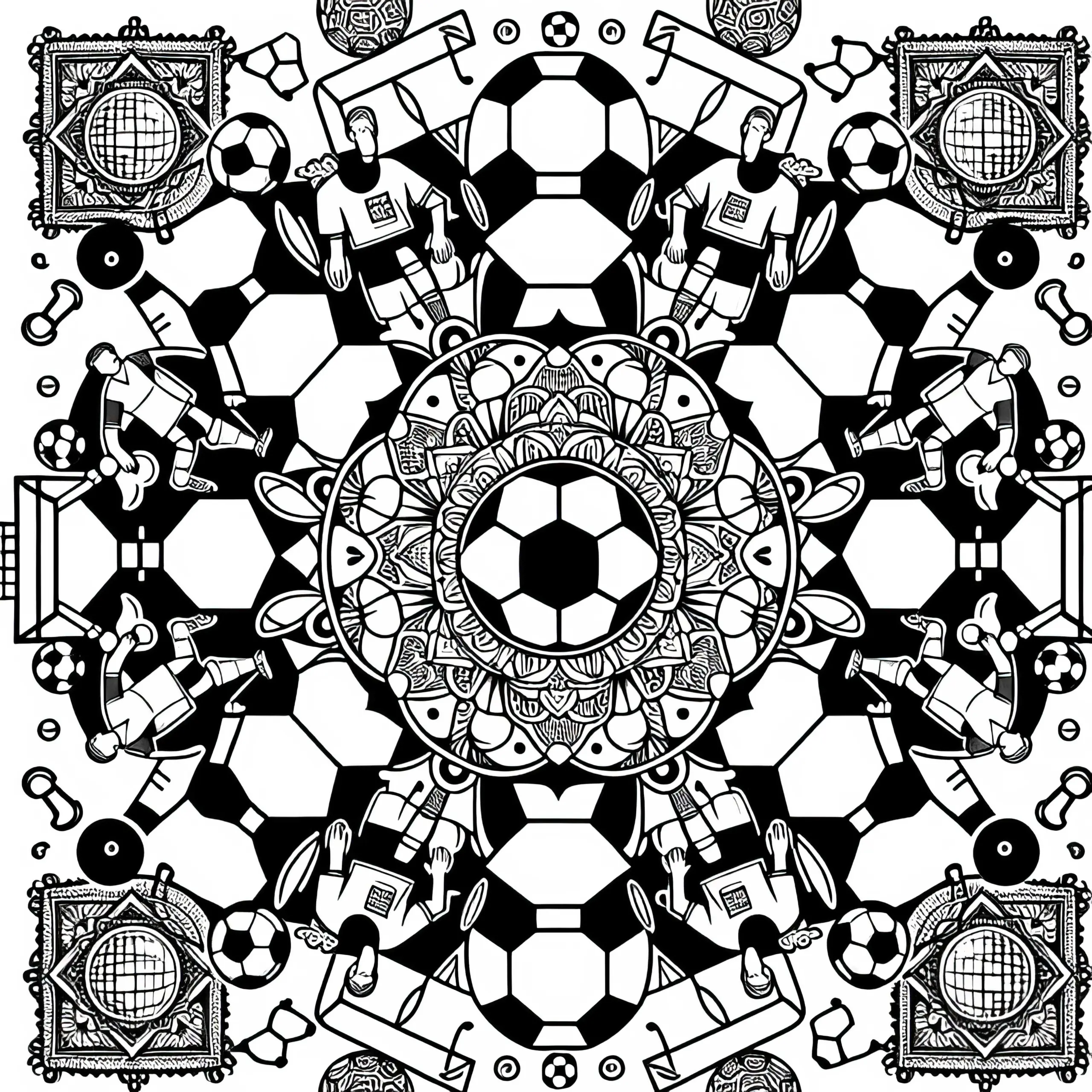 Fußball Mandala Malvorlage Kostenlos Herunterladen und Online Ausmalen (Ausmalbild)
