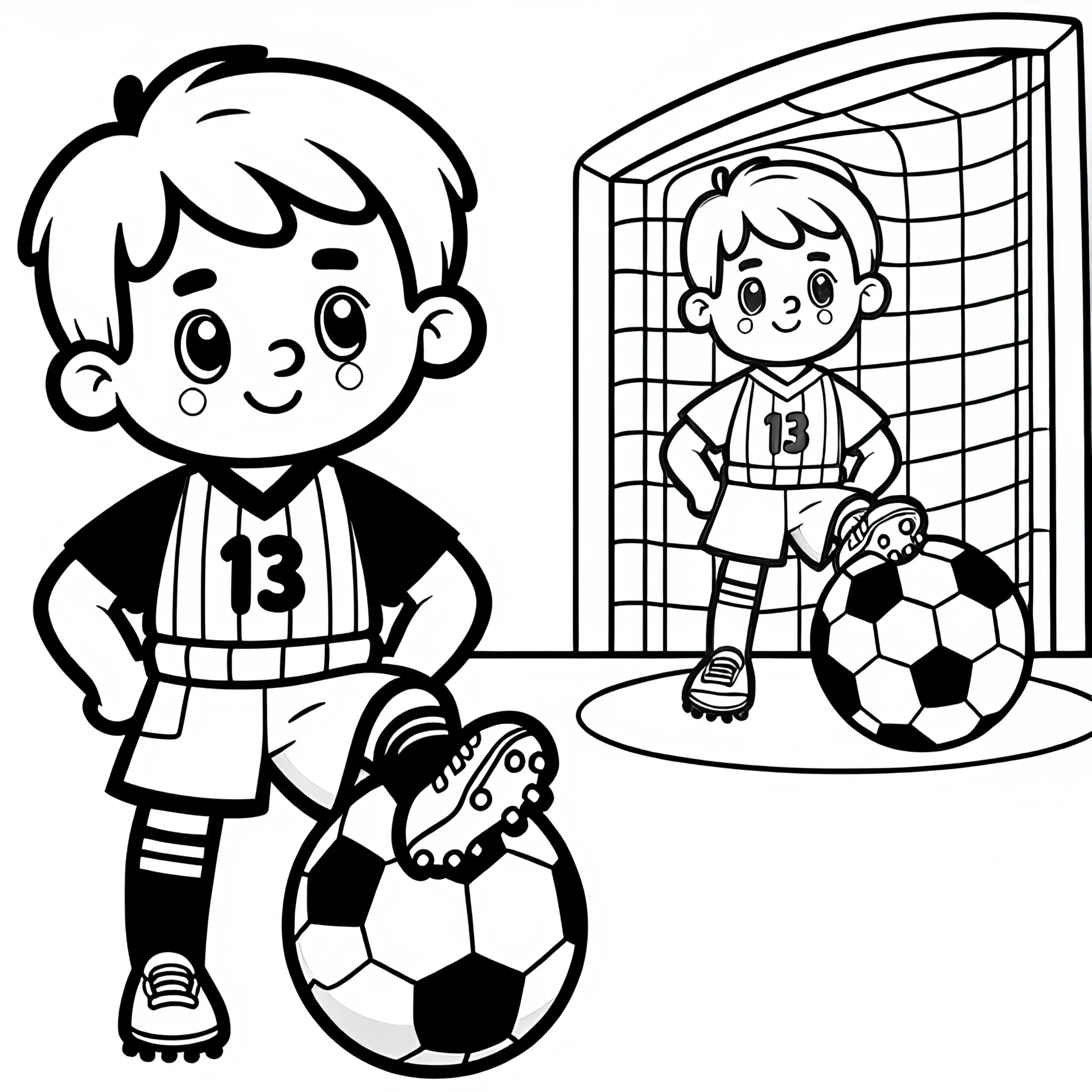 Ausmalbild von Fußballspielern zum Ausmalen und Herunterladen