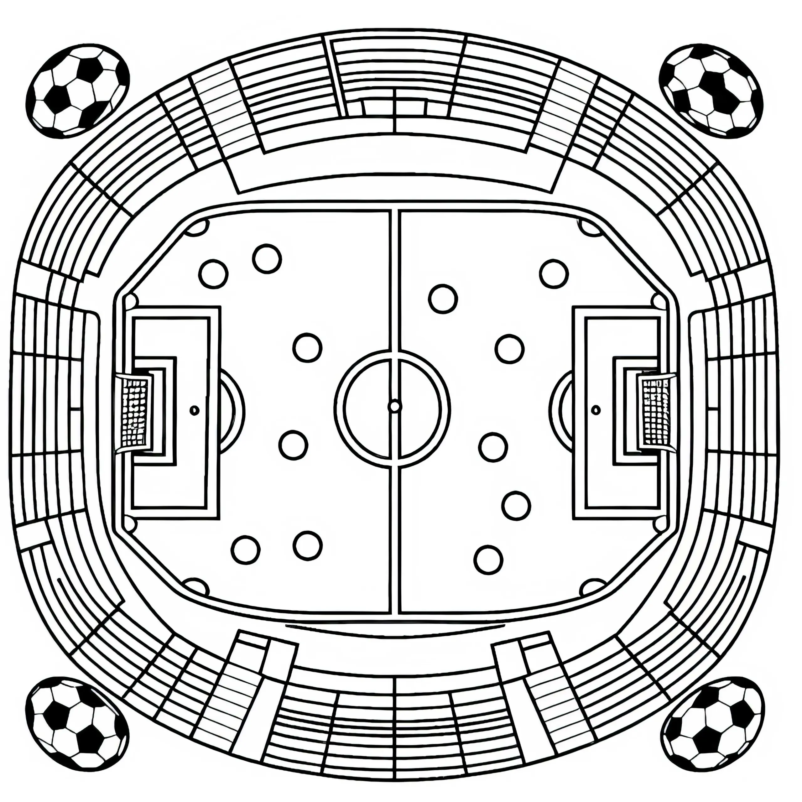 Kostenloses Ausmalbild eines Fußballplatzes zum Herunterladen