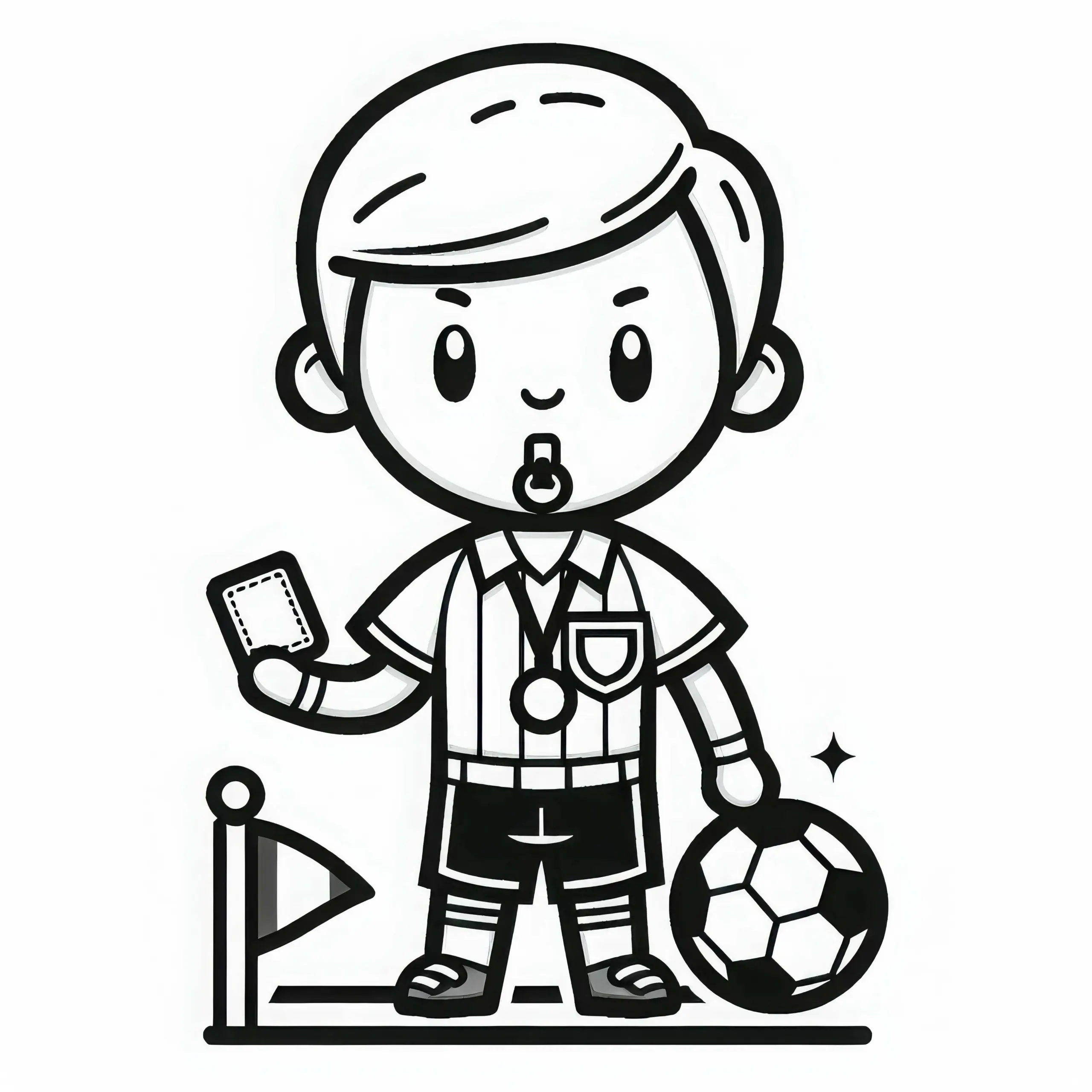 Kostenlose Malvorlage Fußballschiedsrichter zum Ausmalen (Ausmalbild)