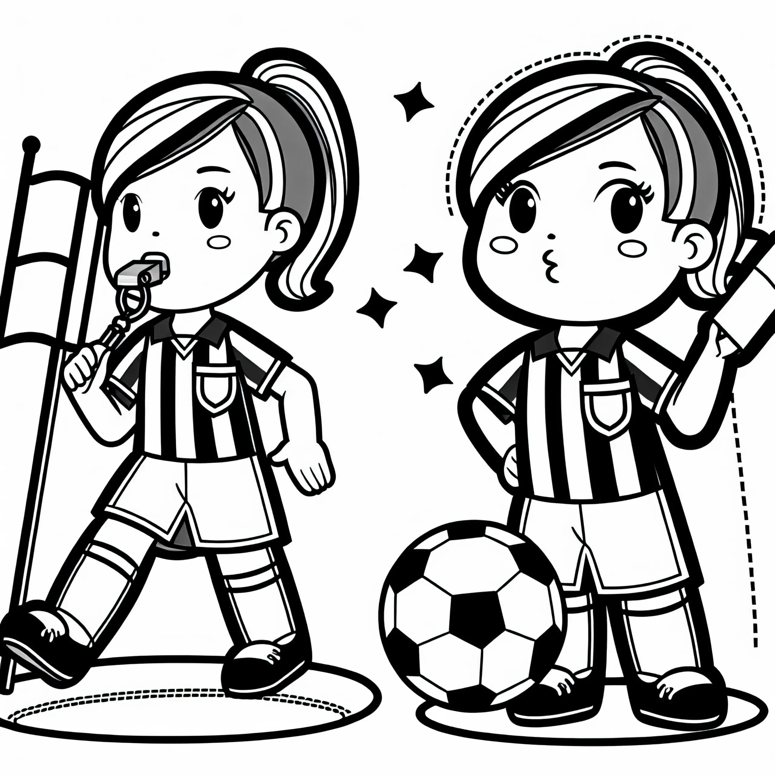 Ausmalbild eines Fußballschiedsrichters – Kostenlos herunterladen