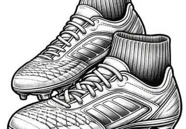 Ausmalbild von detailreichen Fußballschuhen mit Stollen kostenlos herunterladen