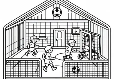 Fußballspiel in der Halle Malvorlage einfach gratis
