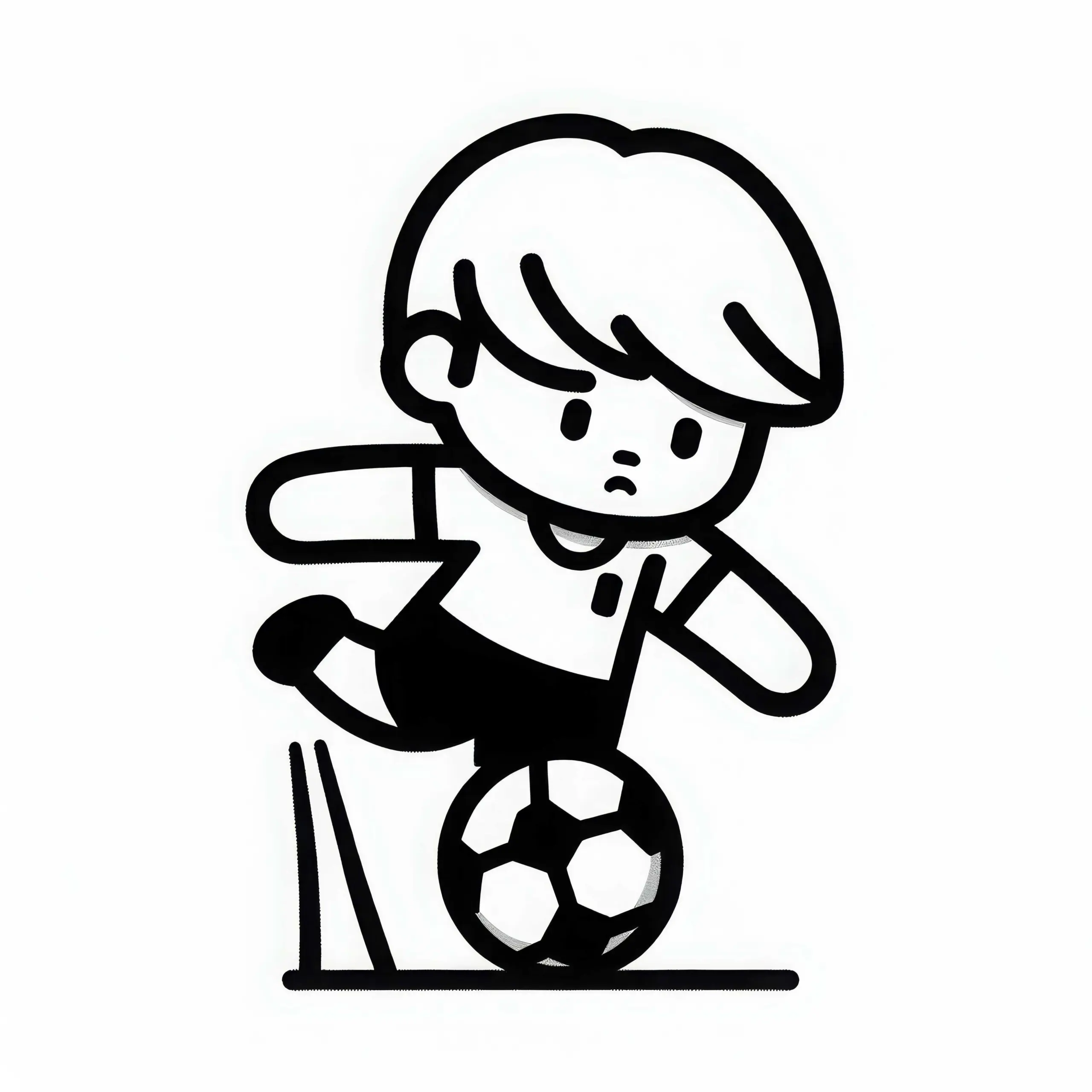Fußballspieler bei Elfmeter – Malvorlage einfach gratis (Ausmalbild)