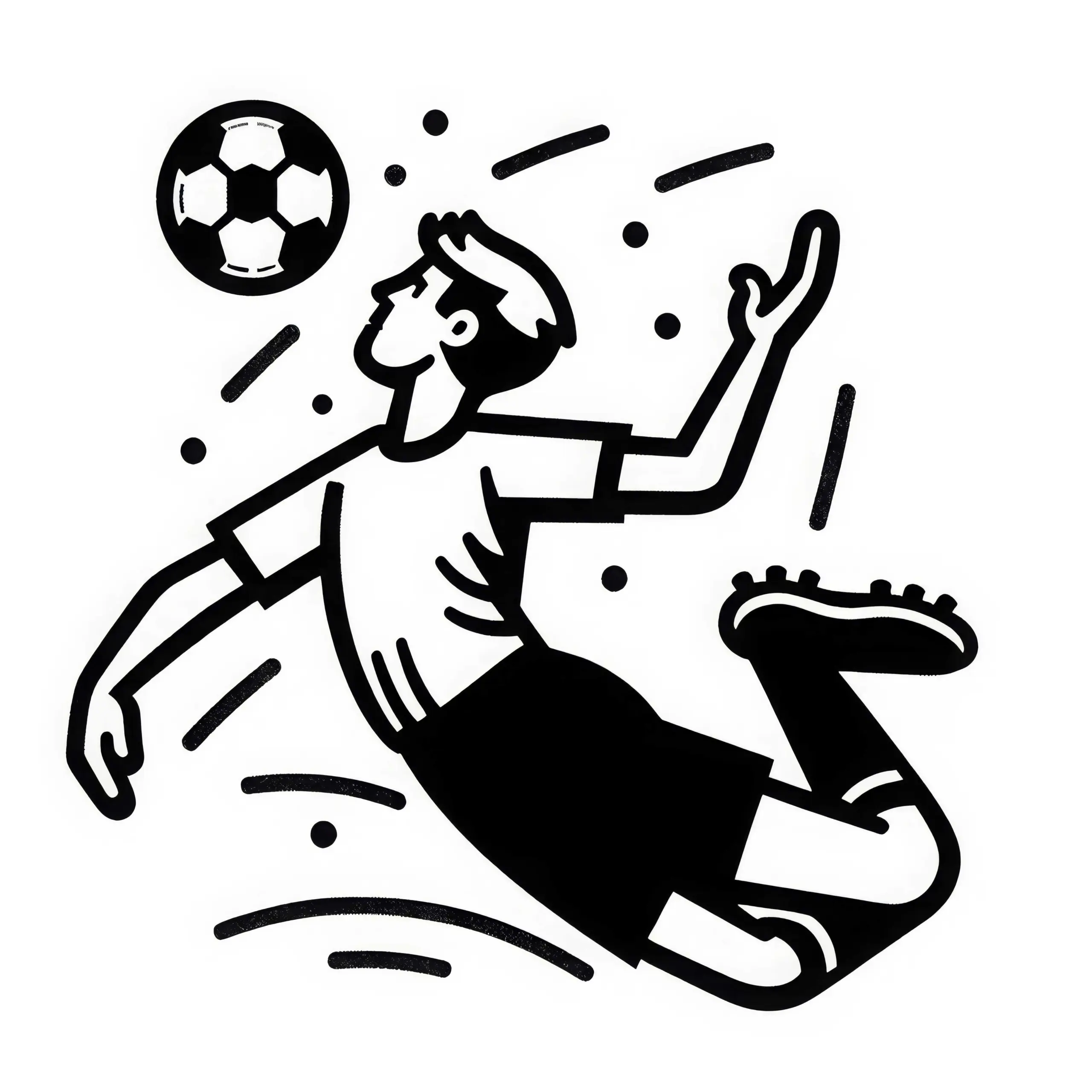 Fussballspieler bei Kopfball Ausmalbild einfach gratis