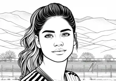 Ausmalbild einer Fußballspielerin – Detailreich und kostenlos