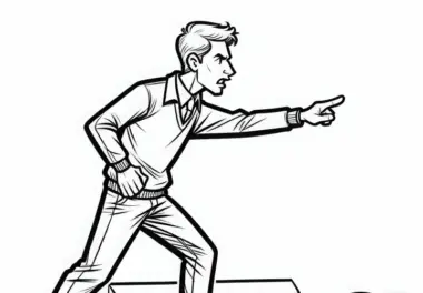 Fußballtrainer gibt Anweisungen am Spielfeldrand – Malvorlage kostenlos