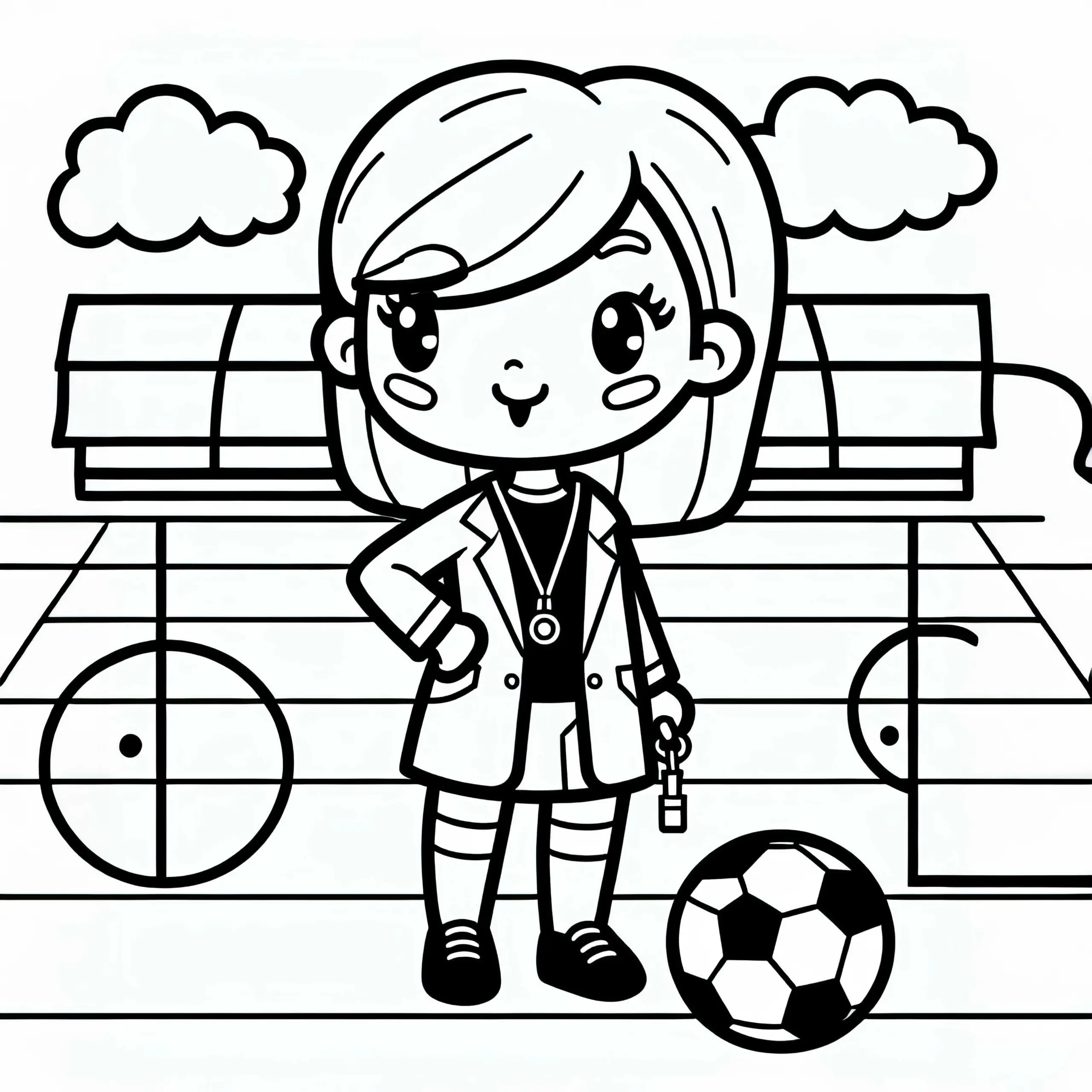 Kostenlose Ausmalbilder für Fußballtrainerinnen