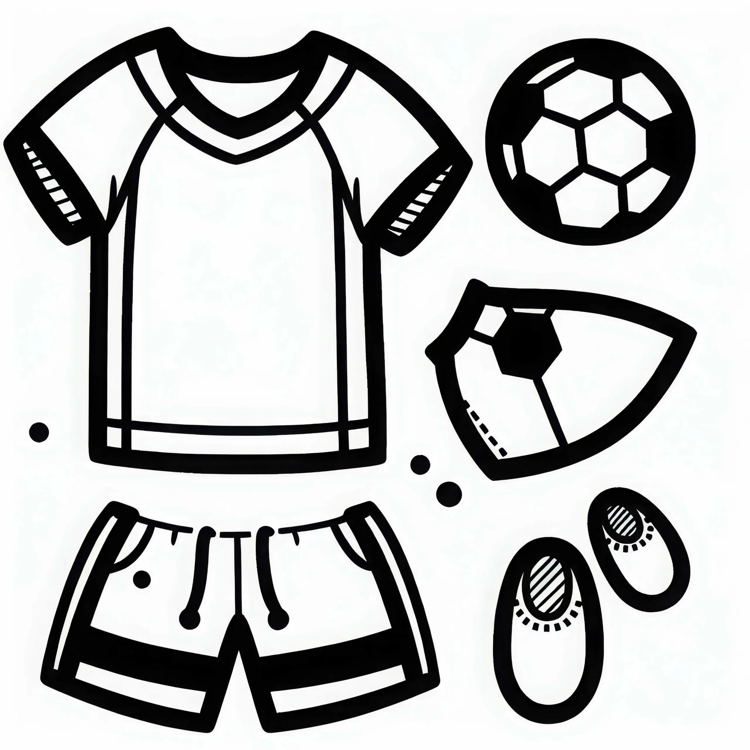 Kostenlose Malvorlage für ein einfaches Fußballtrikot und Shorts (Ausmalbild)