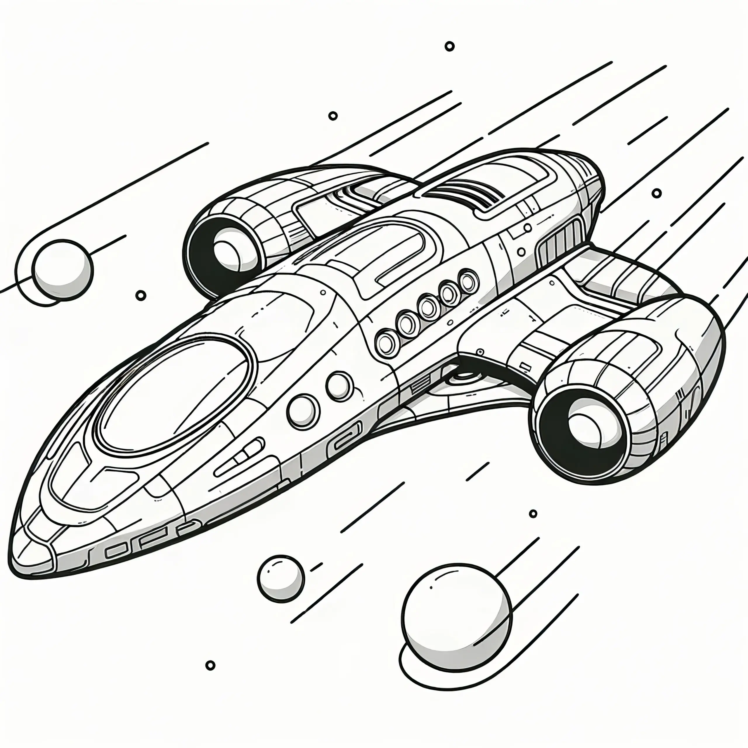 Futuristischer Raumtransporter als Ausmalbild (Kostenlos)