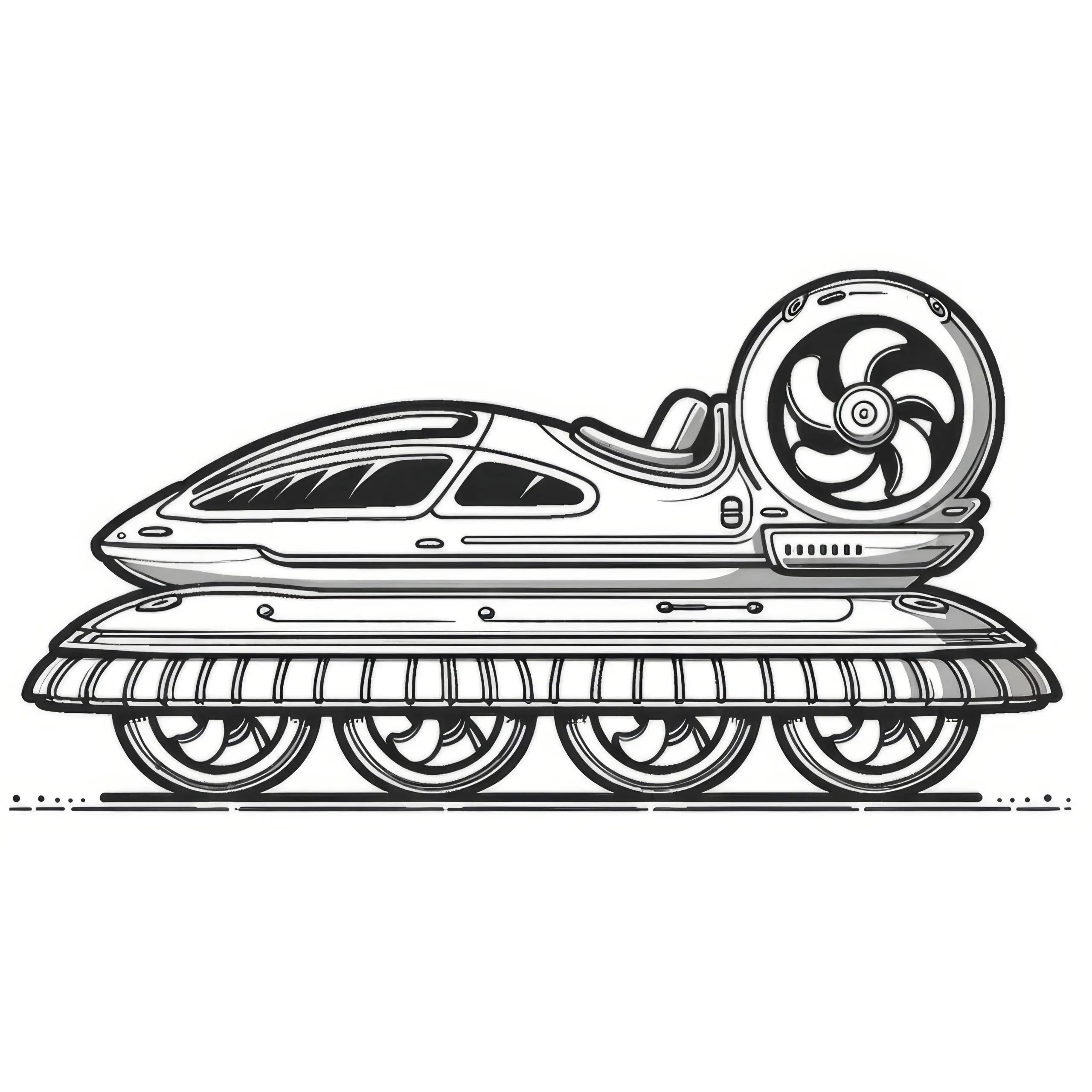 Futuristisches Auto mit vielen Rädern als Ausmalbild (Kostenlos)