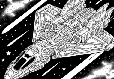 Futuristisches Raumschiff Ausmalbild Gratis